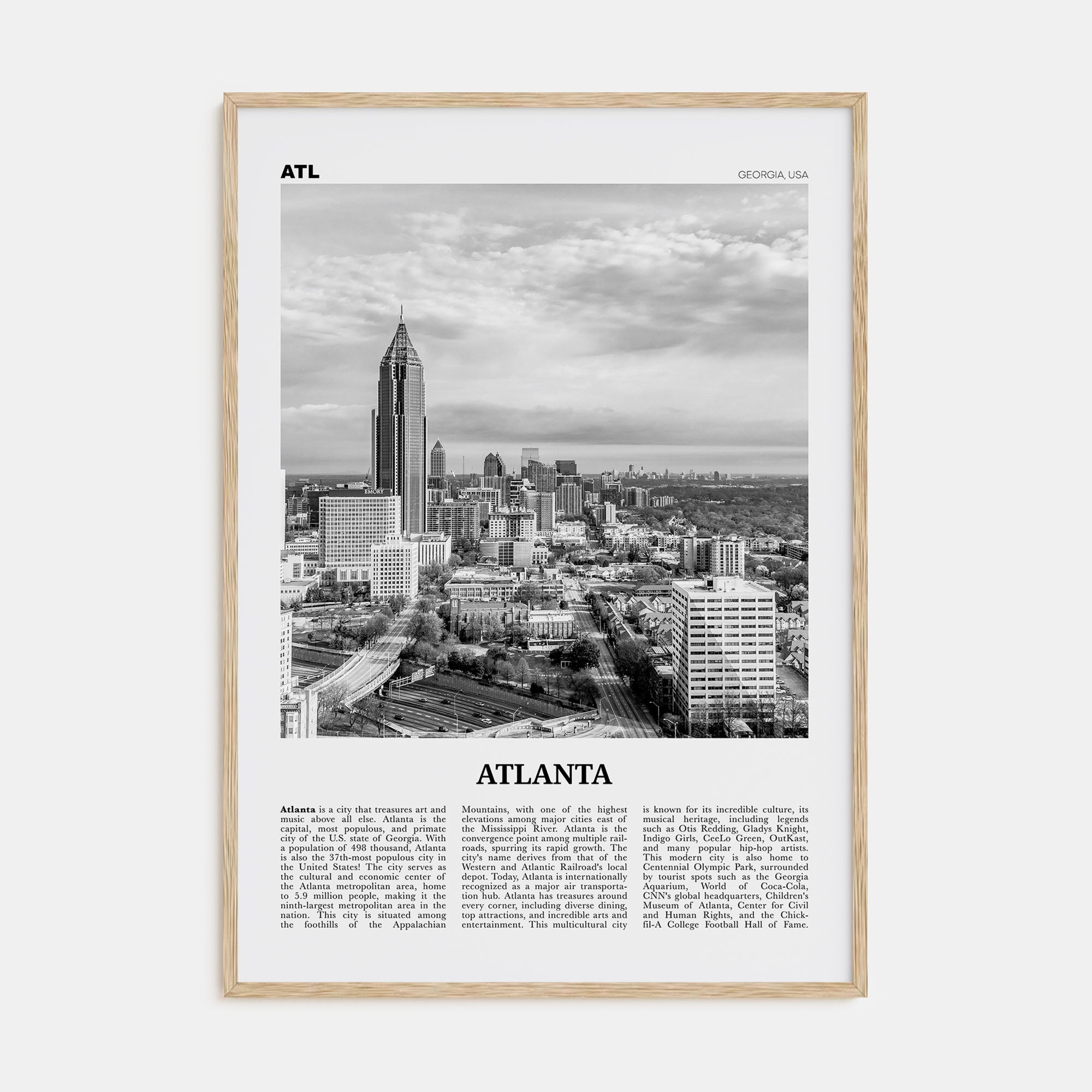 Atlanta Travel B&W No 2 Poster
