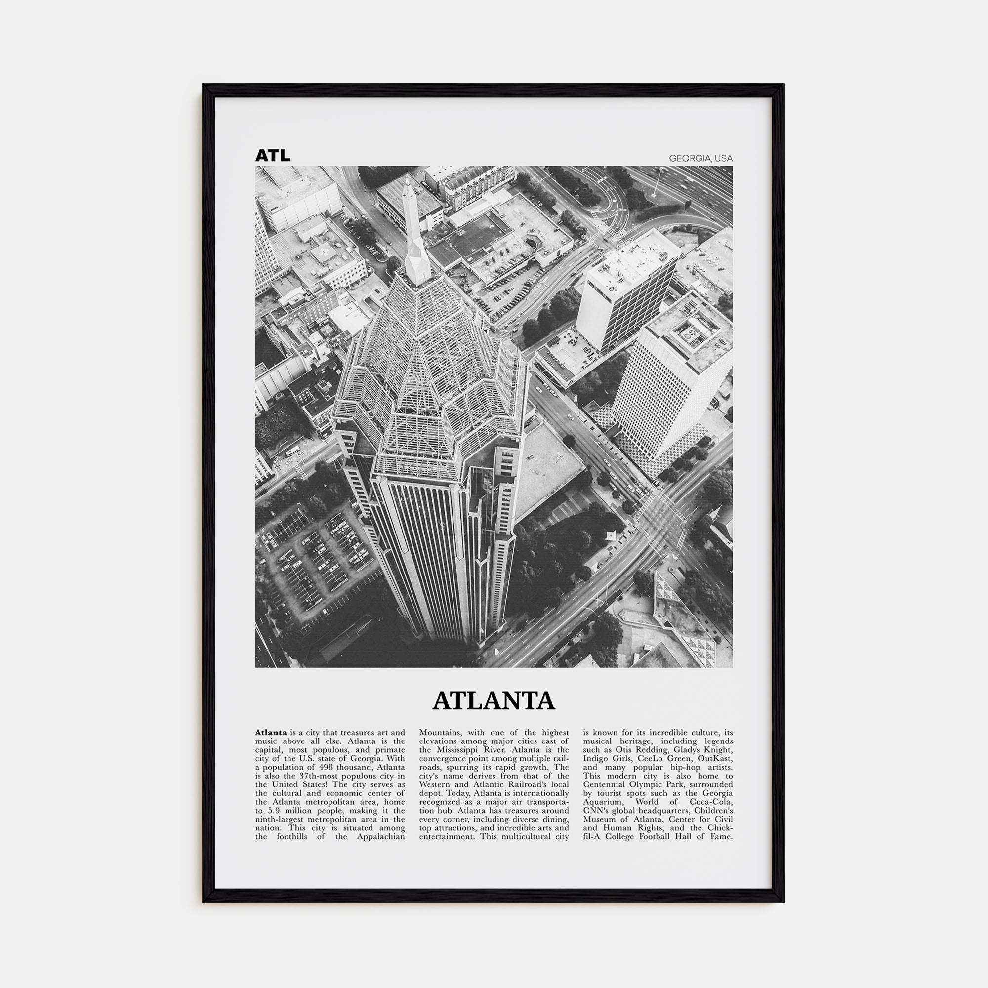 Atlanta Travel B&W No 3 Poster