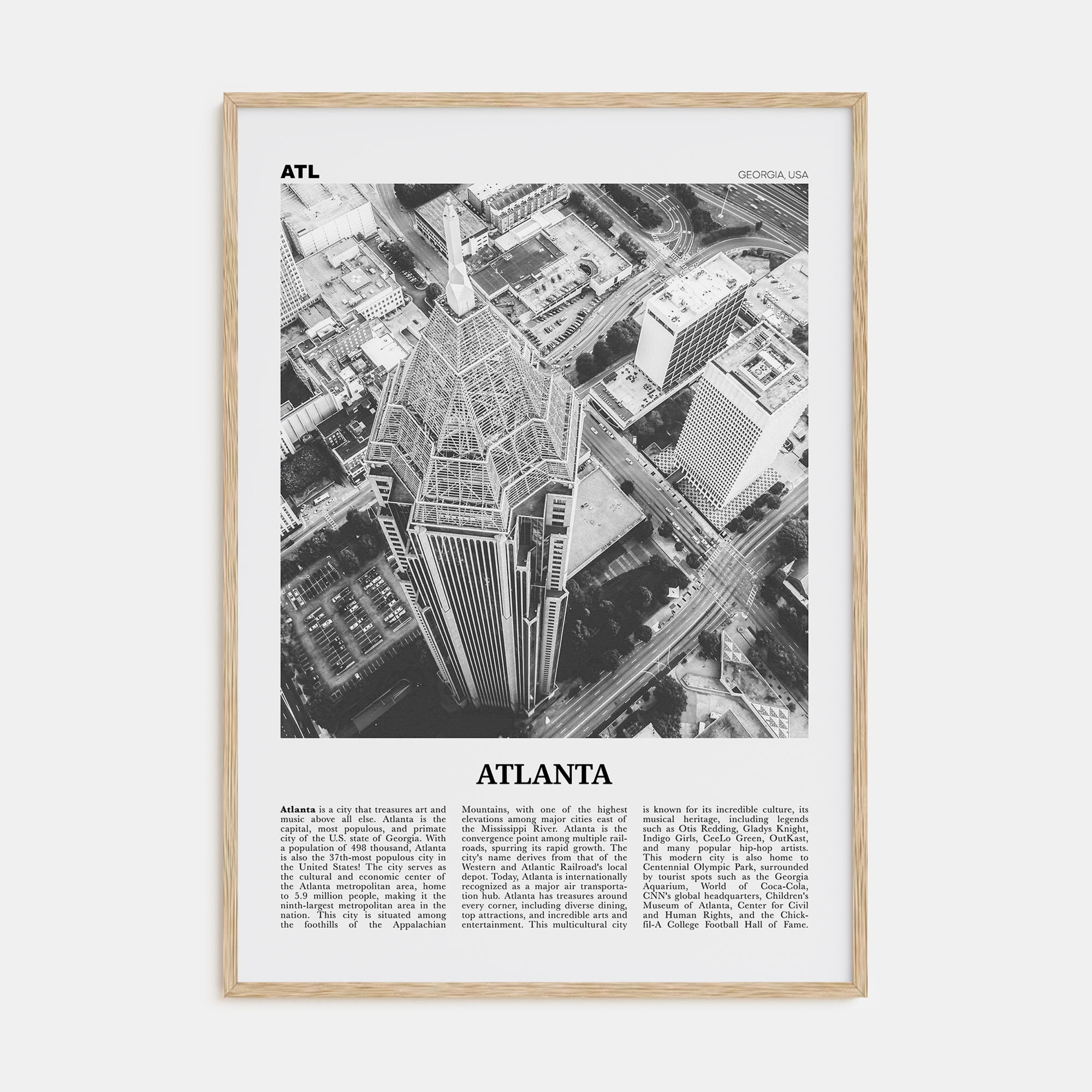 Atlanta Travel B&W No 3 Poster