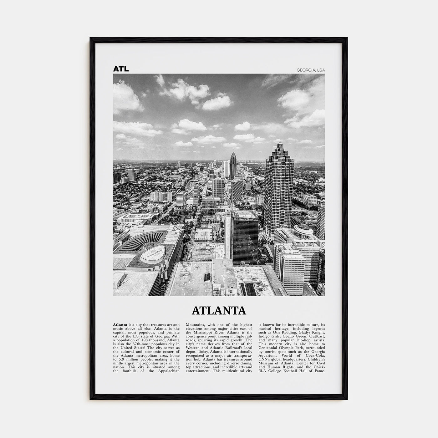 Atlanta Travel B&W No 4 Poster