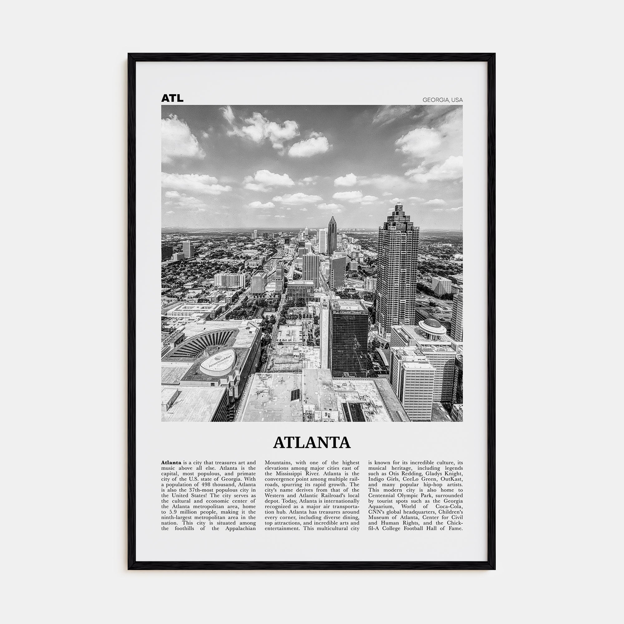 Atlanta Travel B&W No 4 Poster