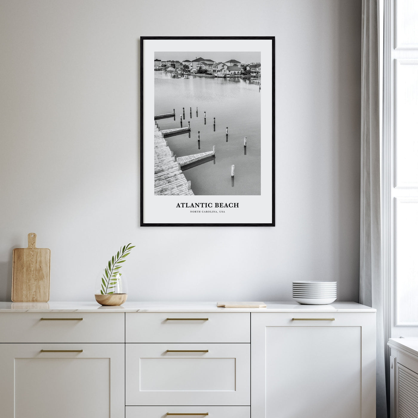 Atlantic Beach Portrait B&W Poster