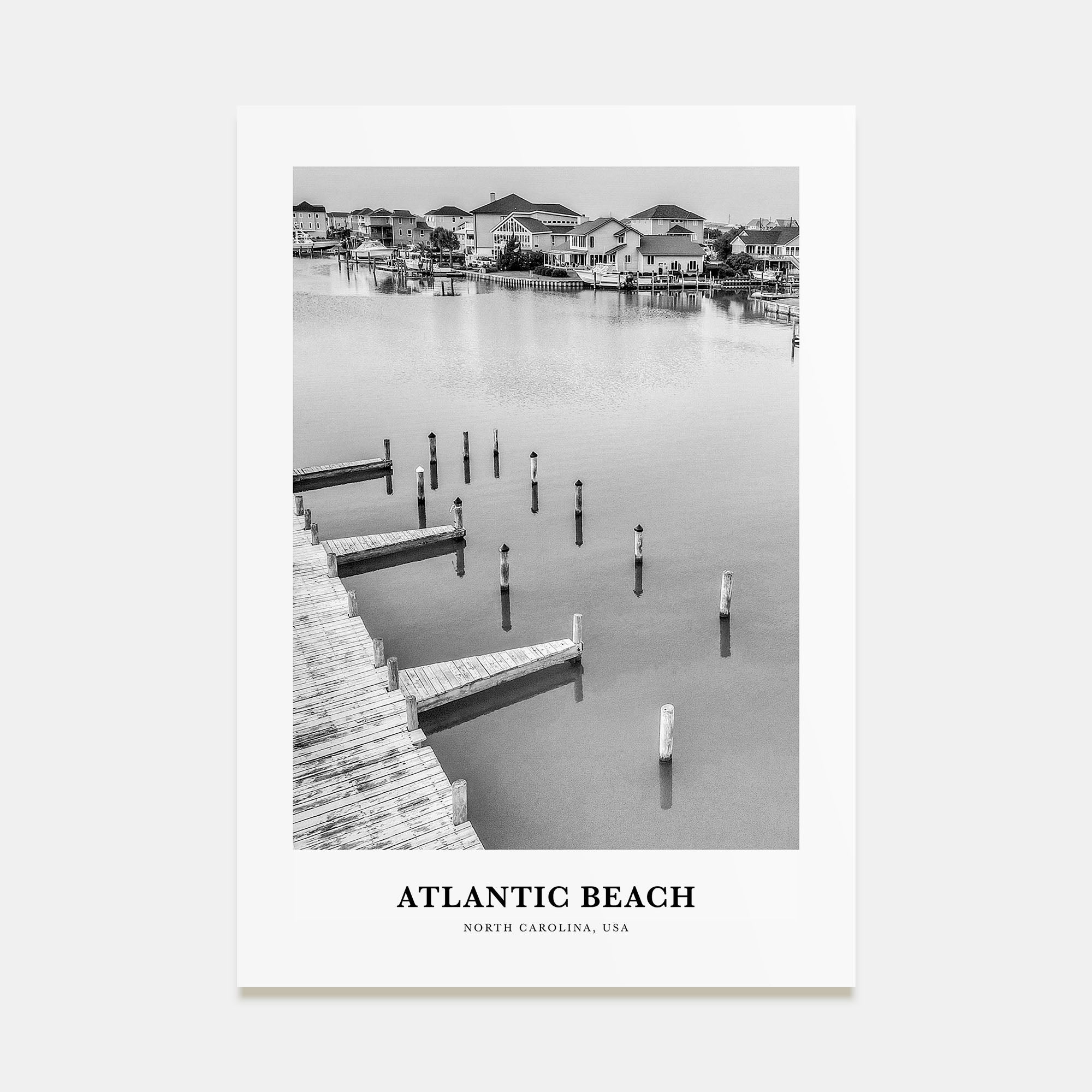 Atlantic Beach Portrait B&W Poster