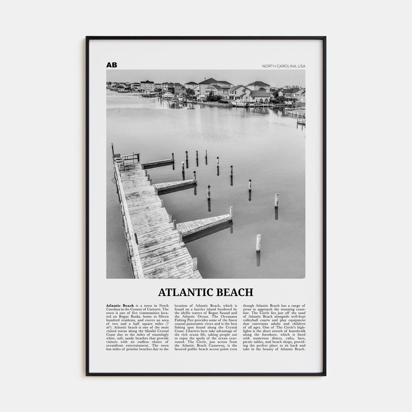Atlantic Beach Travel B&W Poster