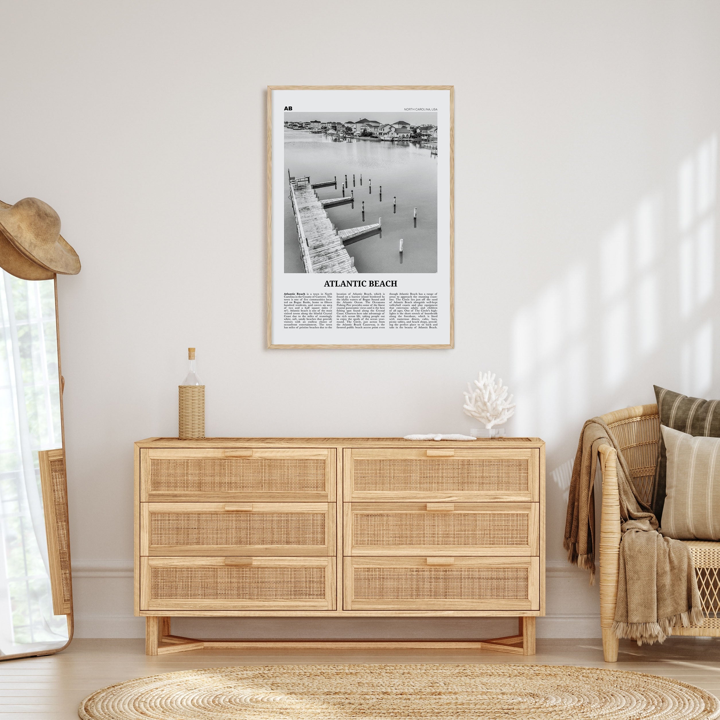 Atlantic Beach Travel B&W Poster