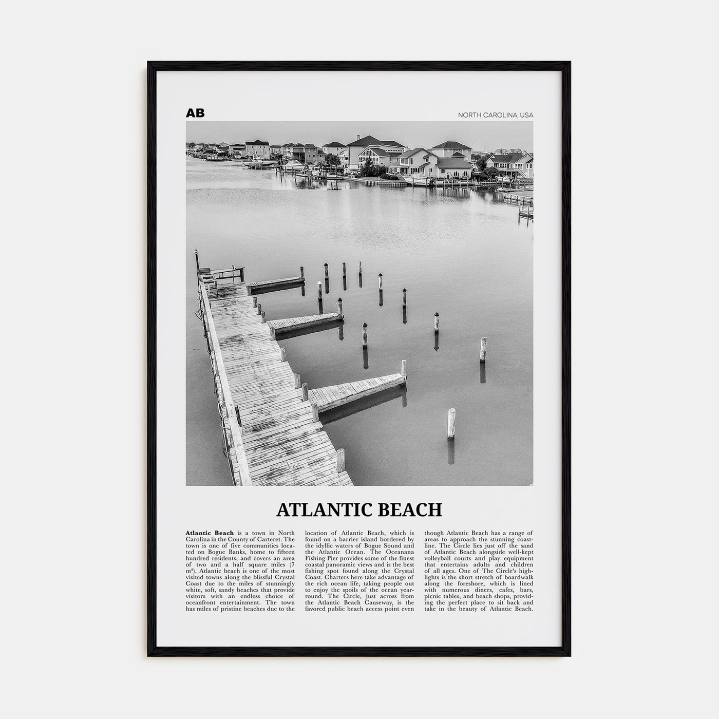 Atlantic Beach Travel B&W Poster