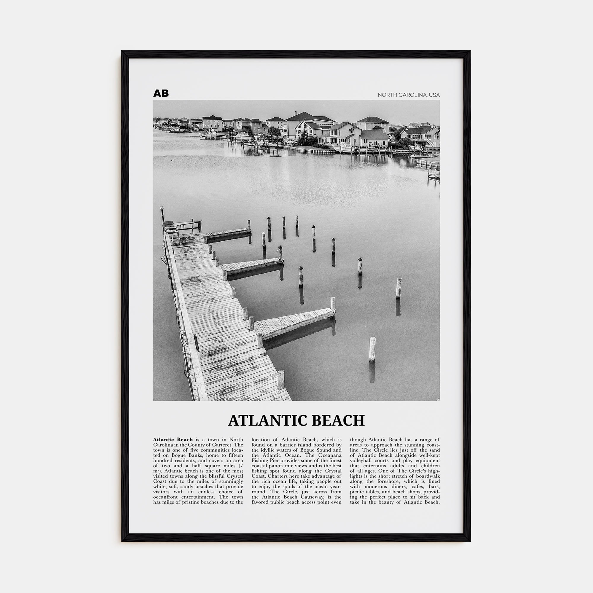 Atlantic Beach Travel B&W Poster