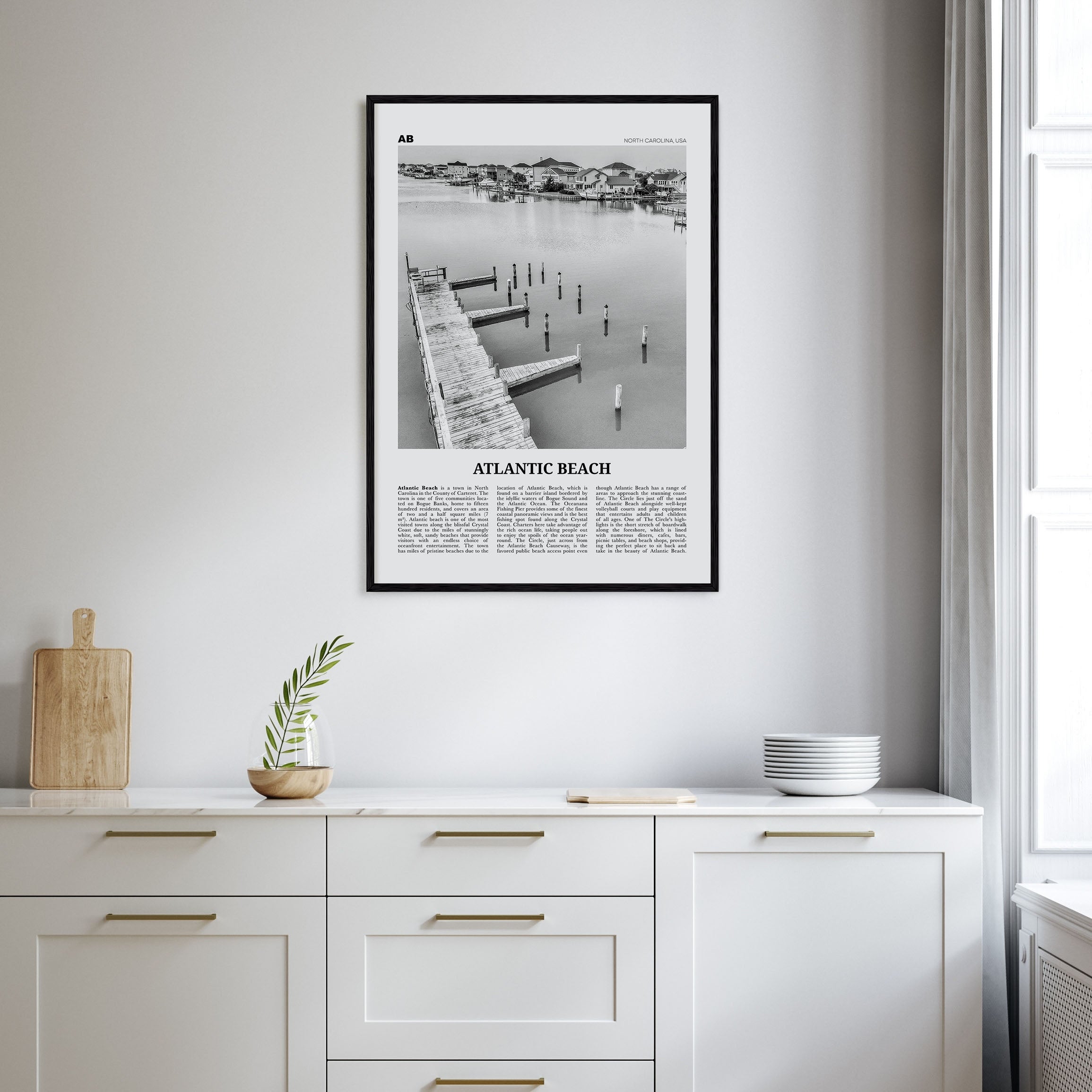 Atlantic Beach Travel B&W Poster