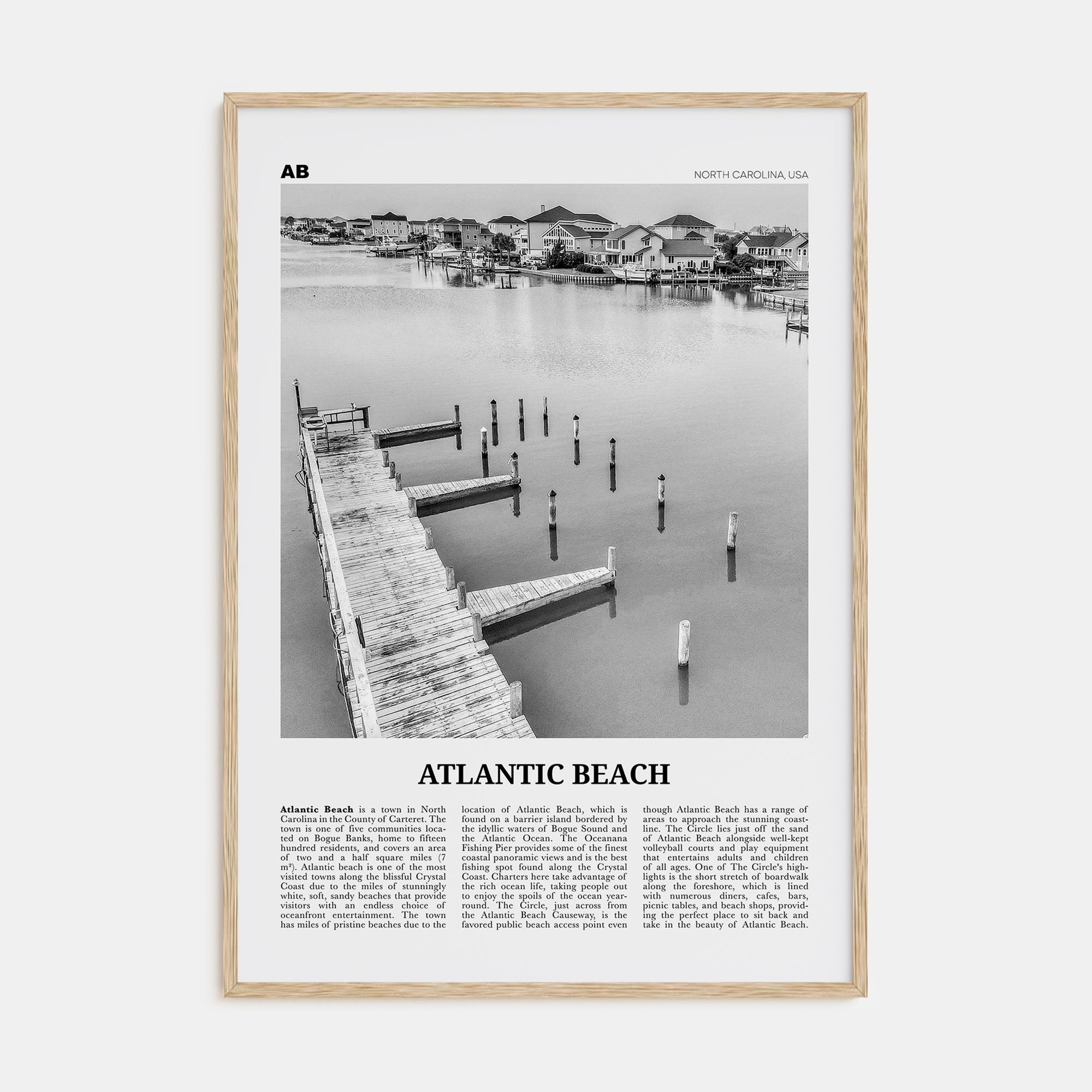 Atlantic Beach Travel B&W Poster