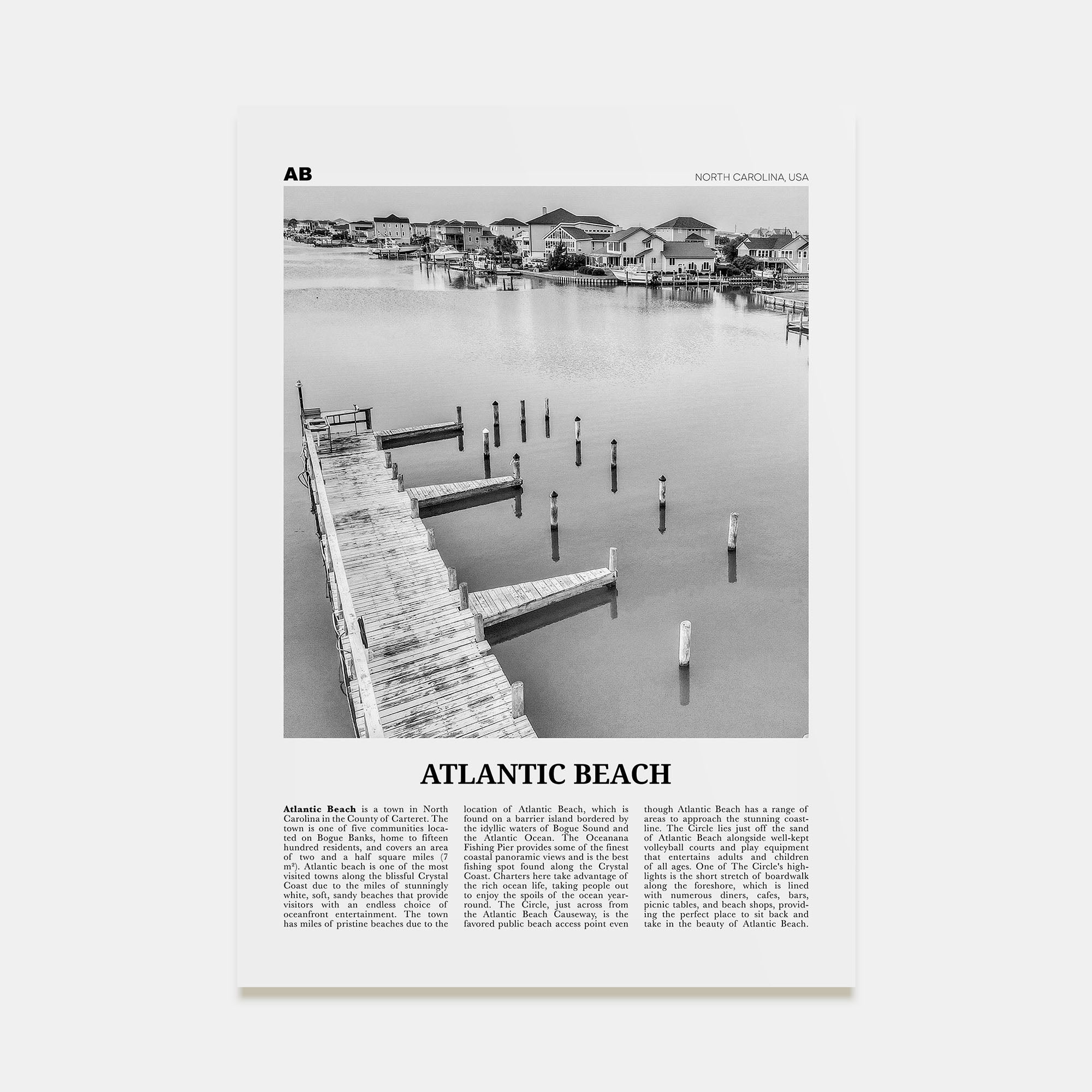 Atlantic Beach Travel B&W Poster