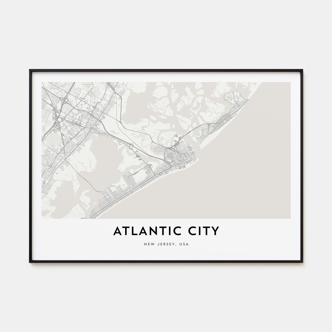 Atlantic City Map Landscape Poster