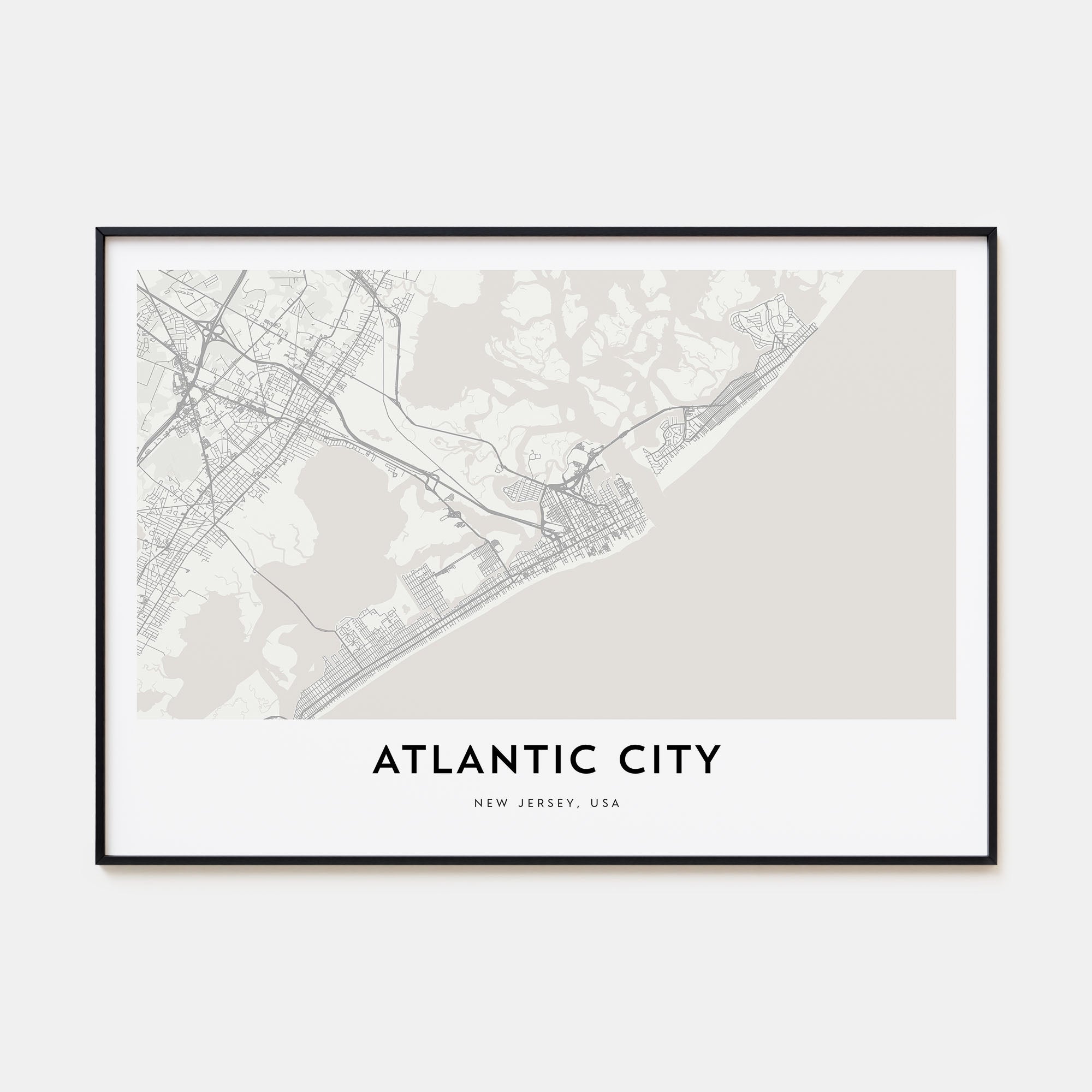 Atlantic City Map Landscape Poster
