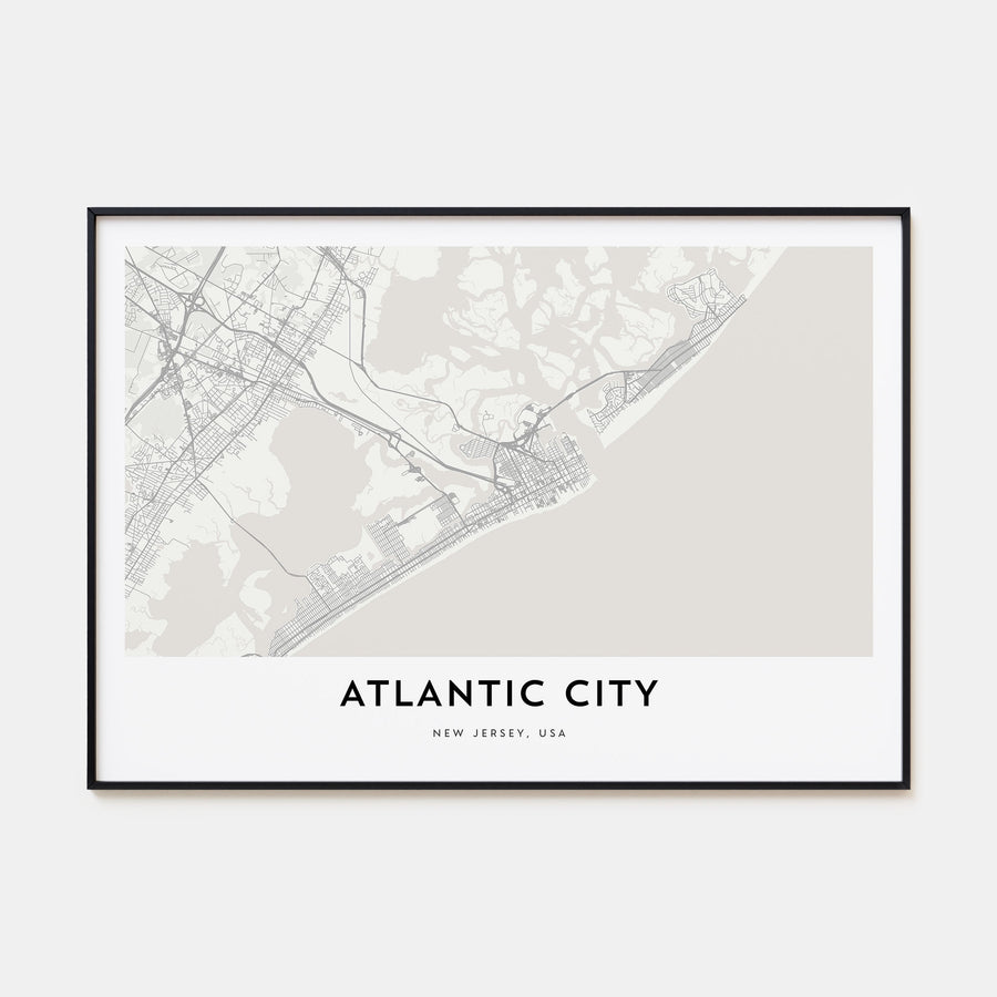 Atlantic City Map Landscape Poster