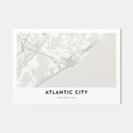 Atlantic City Map Landscape Poster