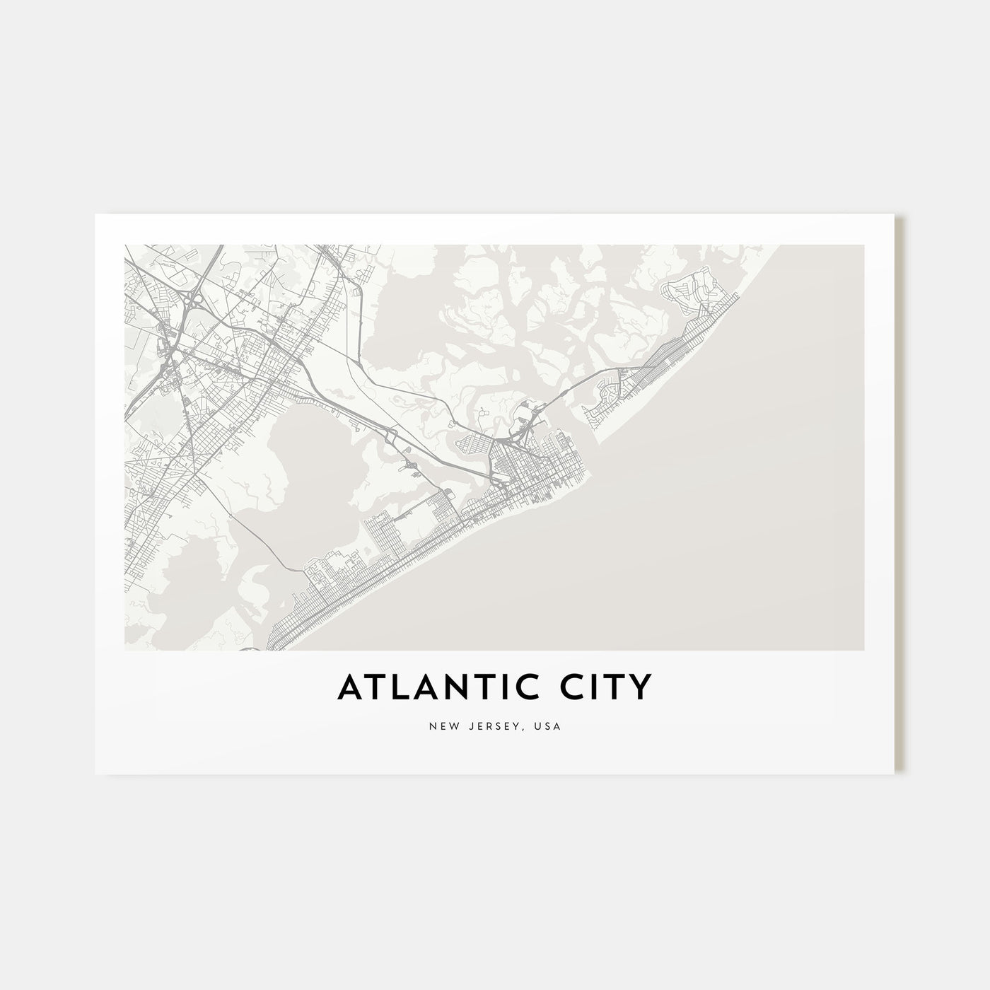 Atlantic City Map Landscape Poster