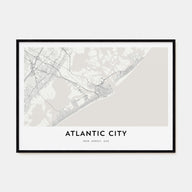 Atlantic City Map Landscape Poster