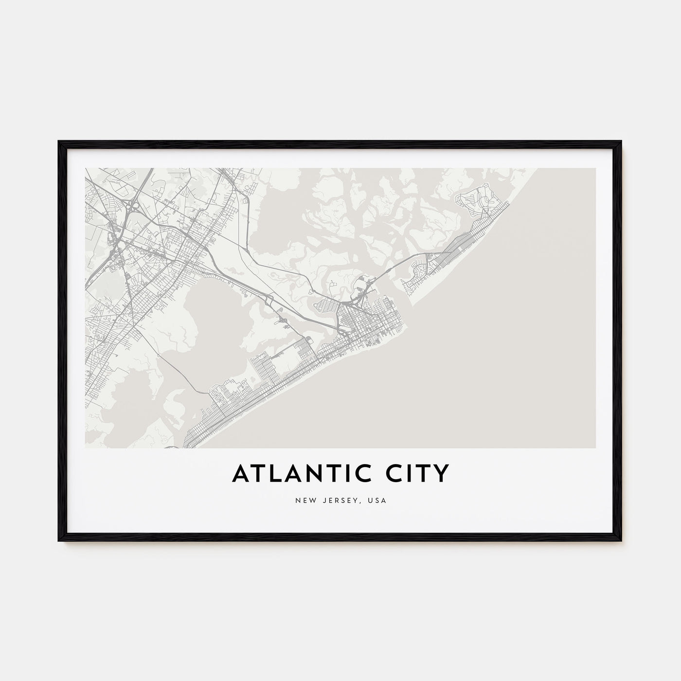 Atlantic City Map Landscape Poster