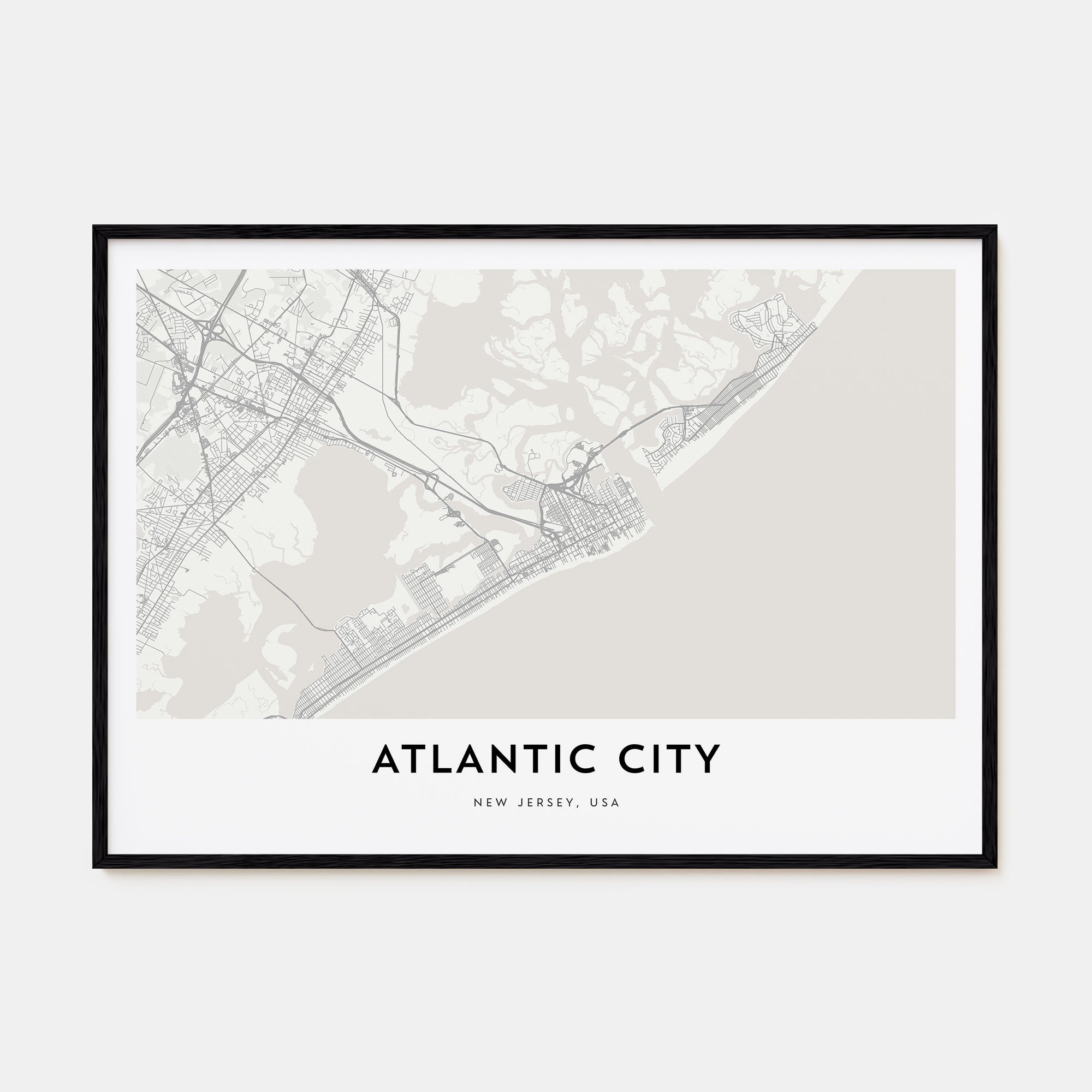 Atlantic City Map Landscape Poster