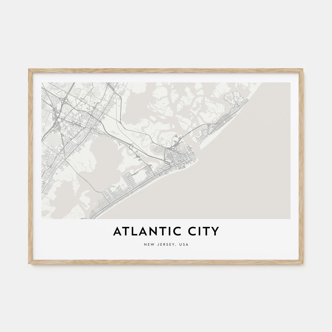 Atlantic City Map Landscape Poster