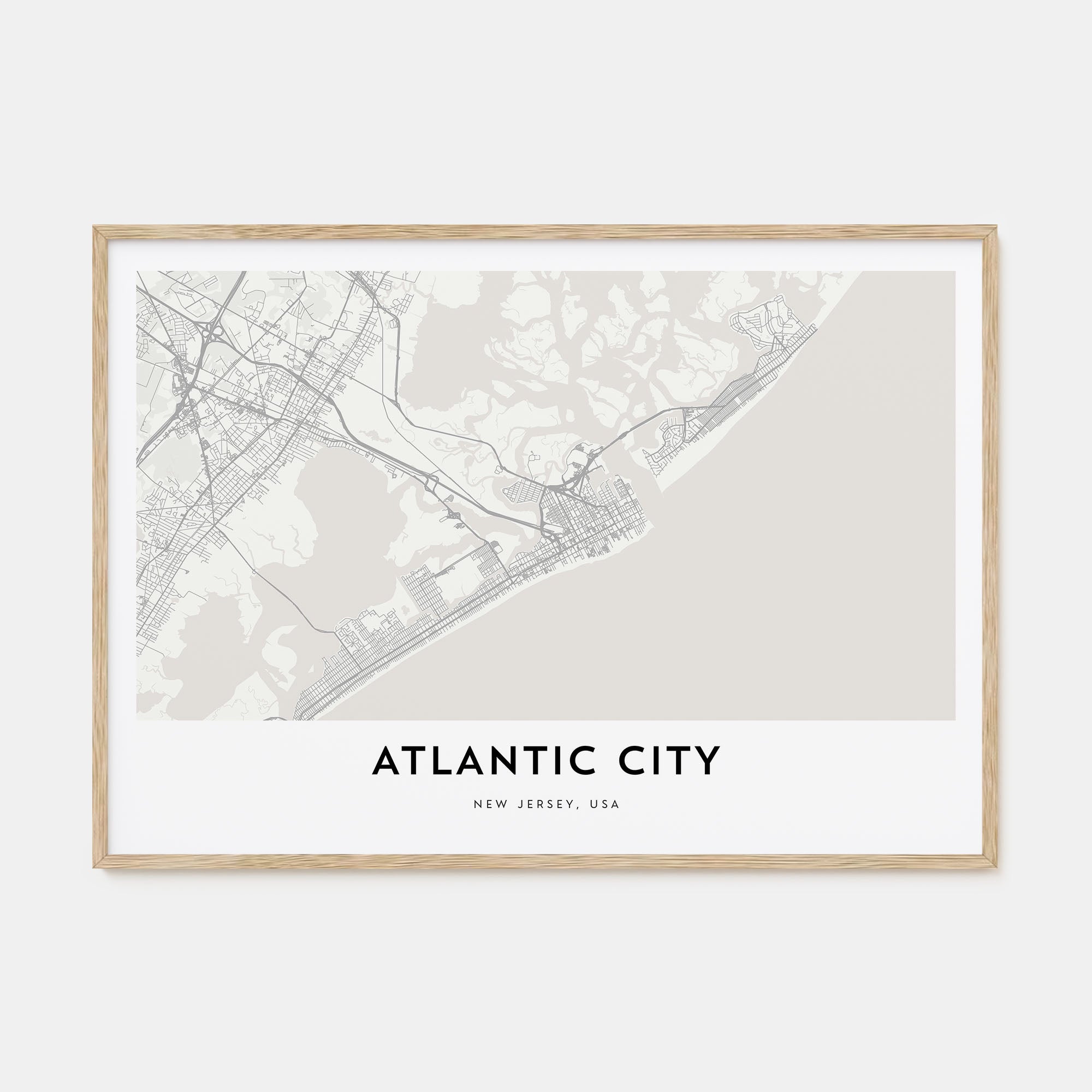 Atlantic City Map Landscape Poster