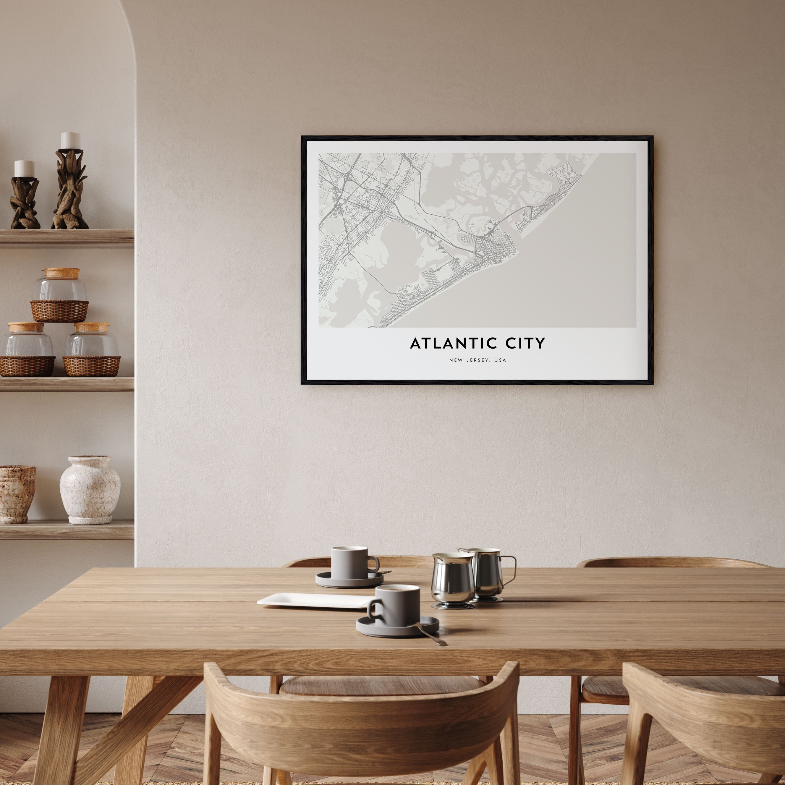 Atlantic City Map Landscape Poster