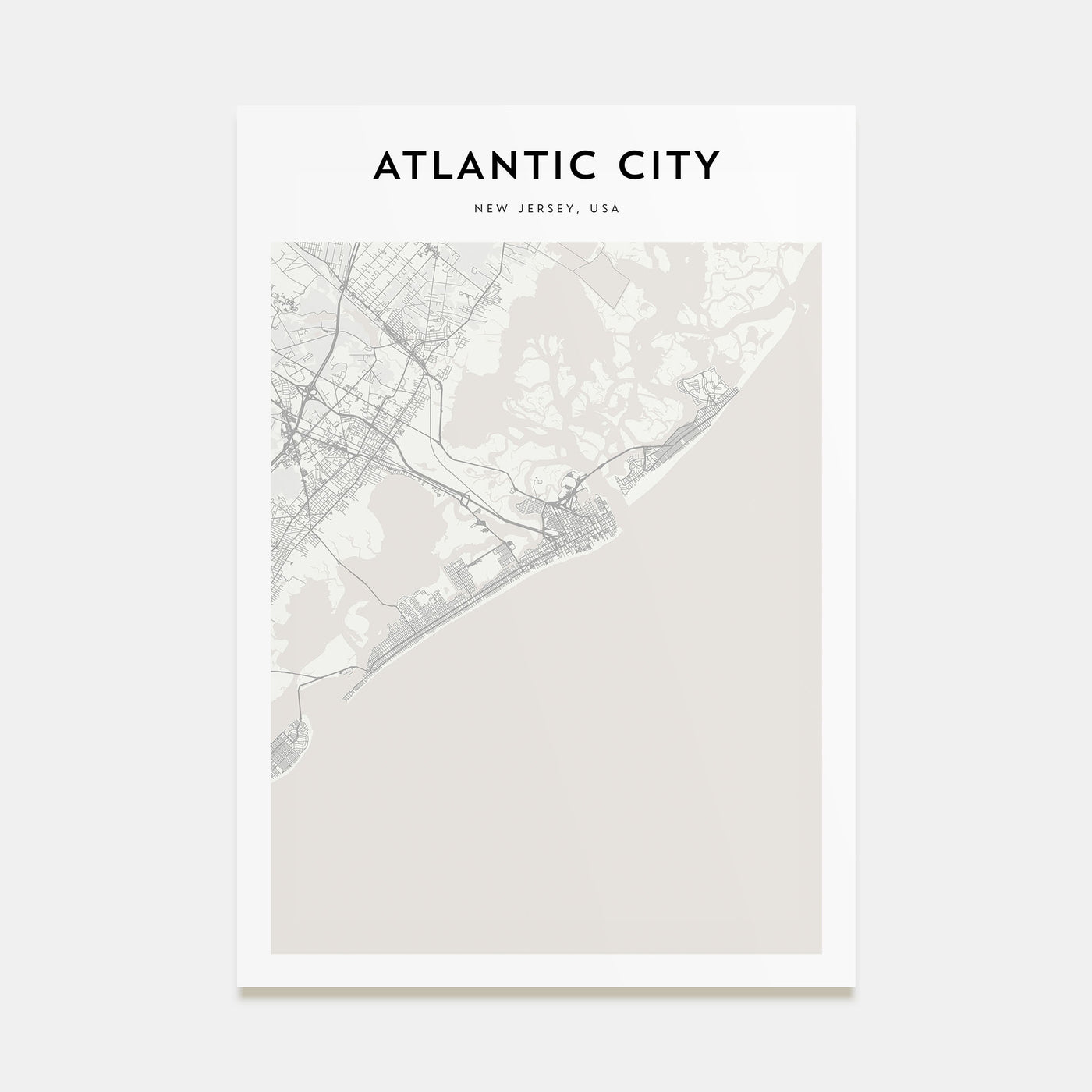 Atlantic City Map Portrait Poster