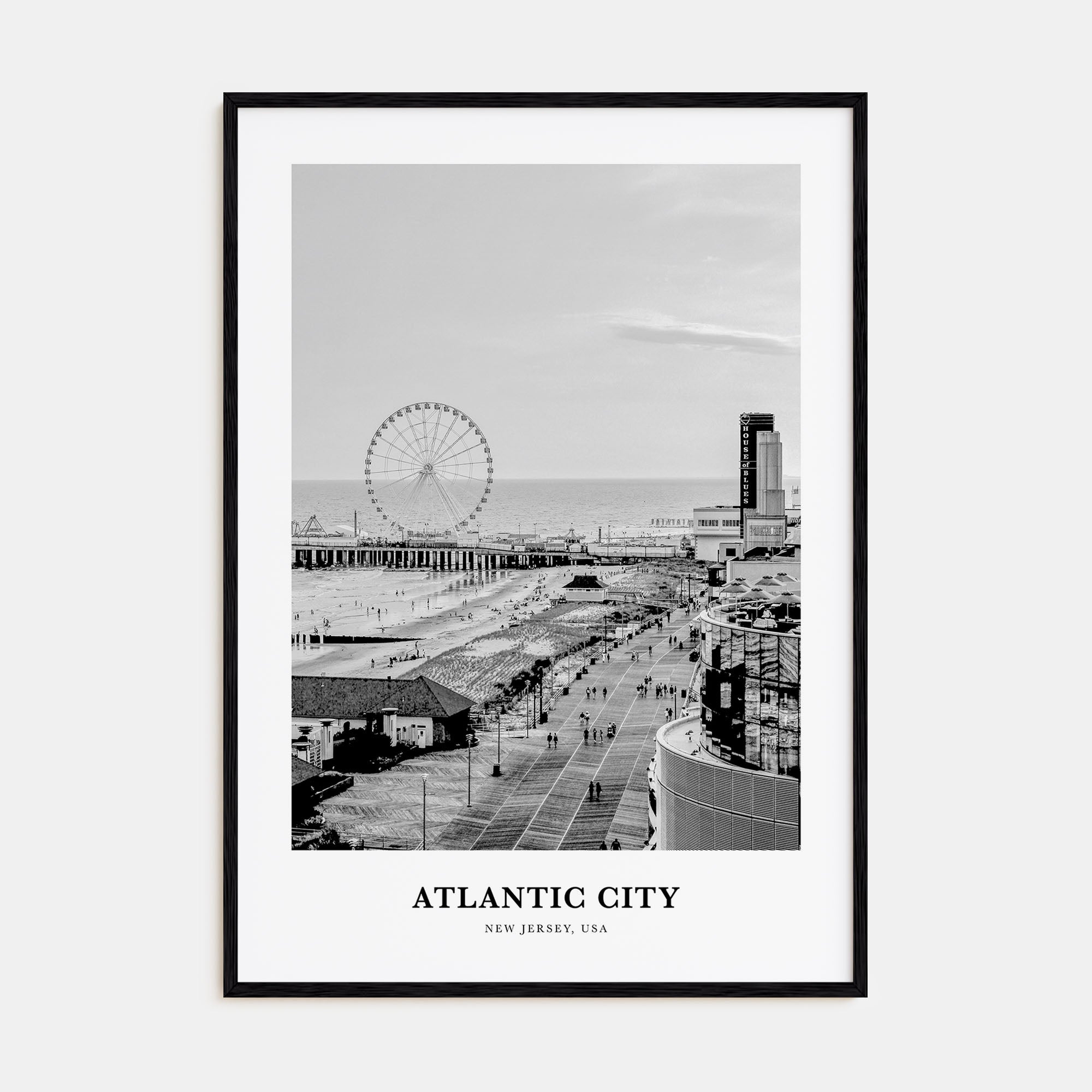 Atlantic City Portrait B&W Poster