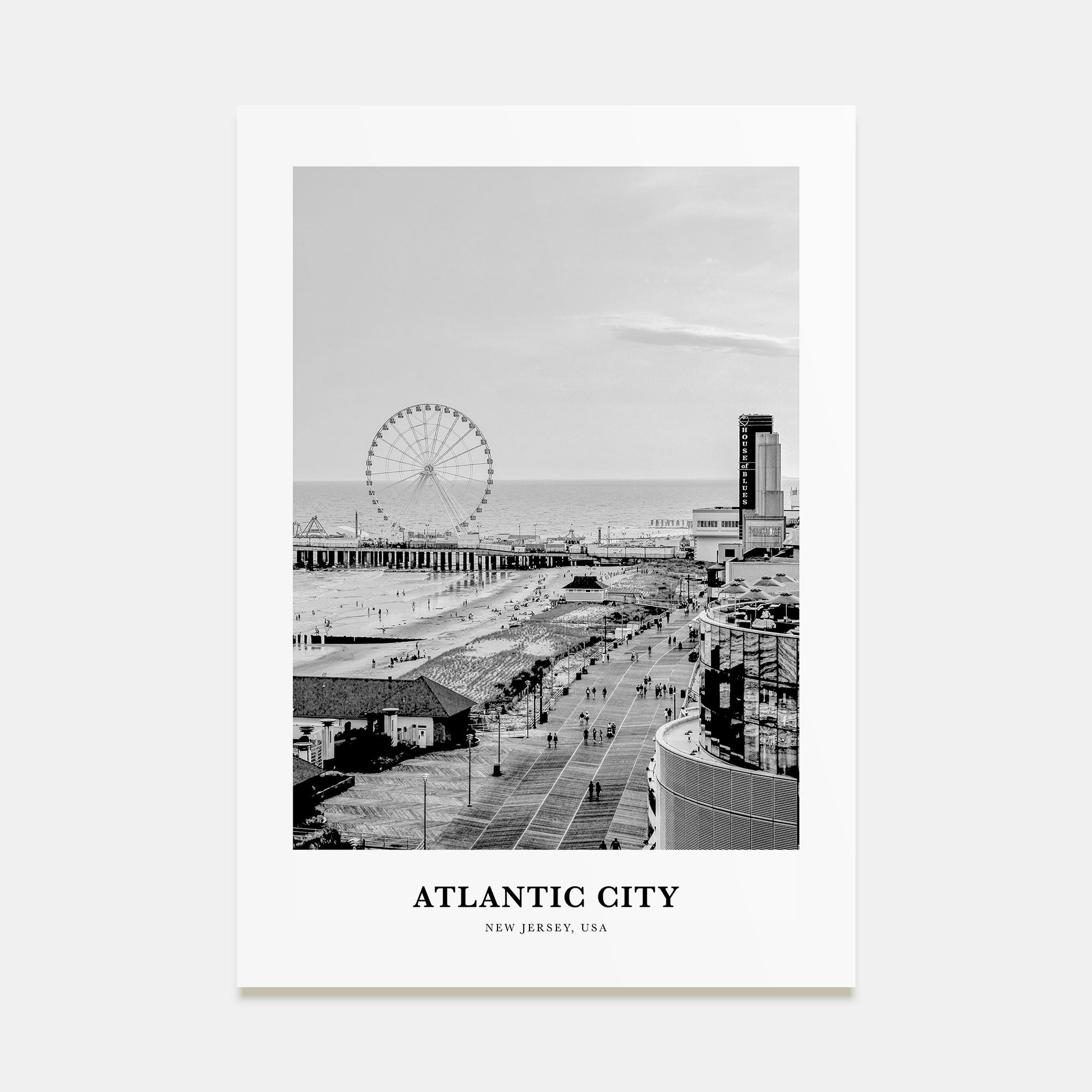 Atlantic City Portrait B&W Poster