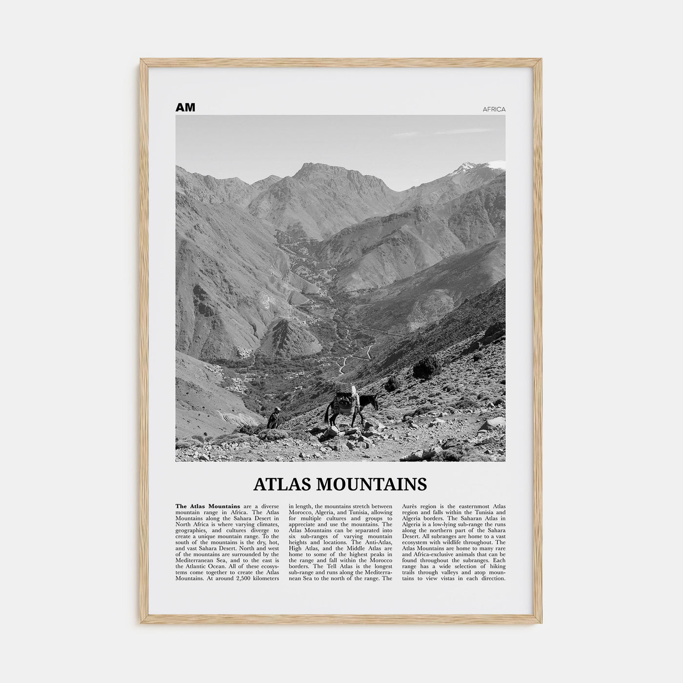 Atlas Mountains Travel B&W Poster