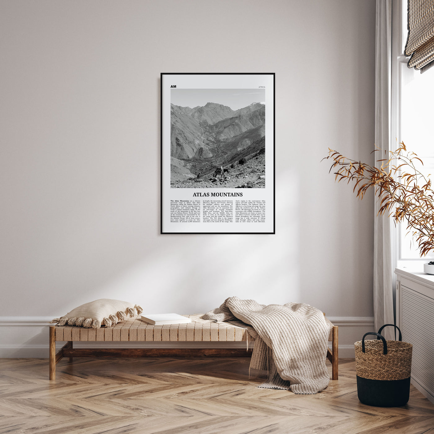 Atlas Mountains Travel B&W Poster