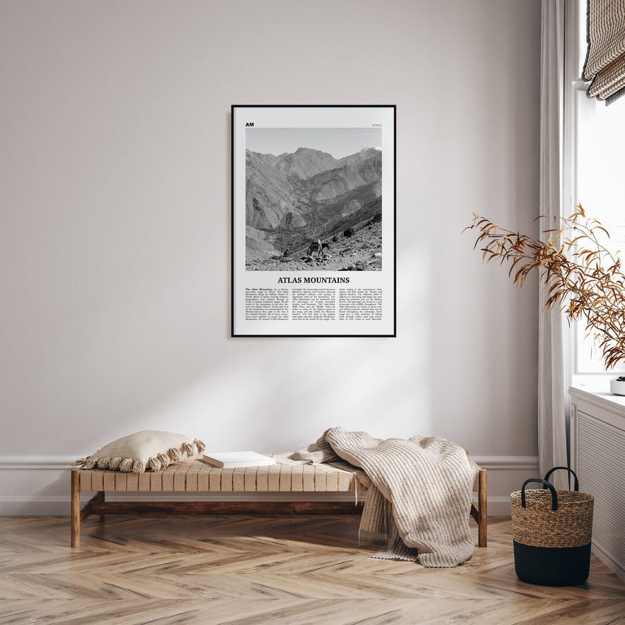 Atlas Mountains Travel B&W Poster