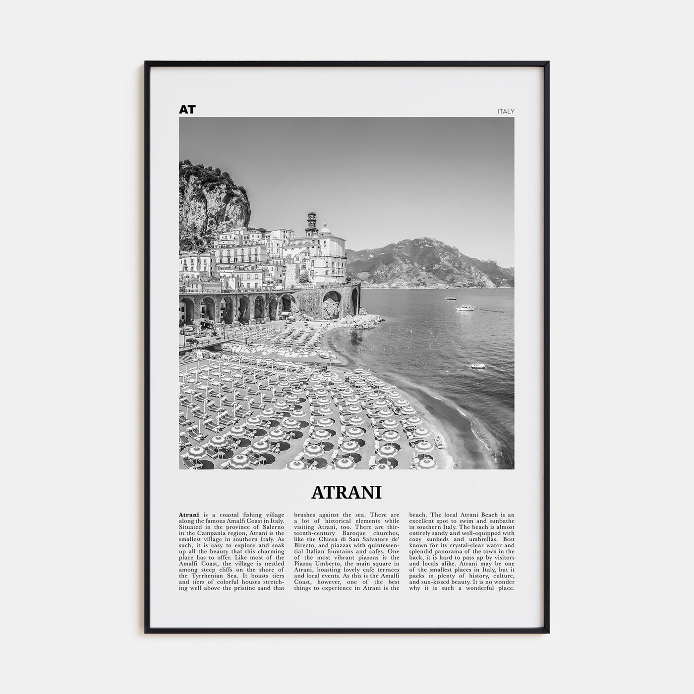 Atrani Travel B&W Poster