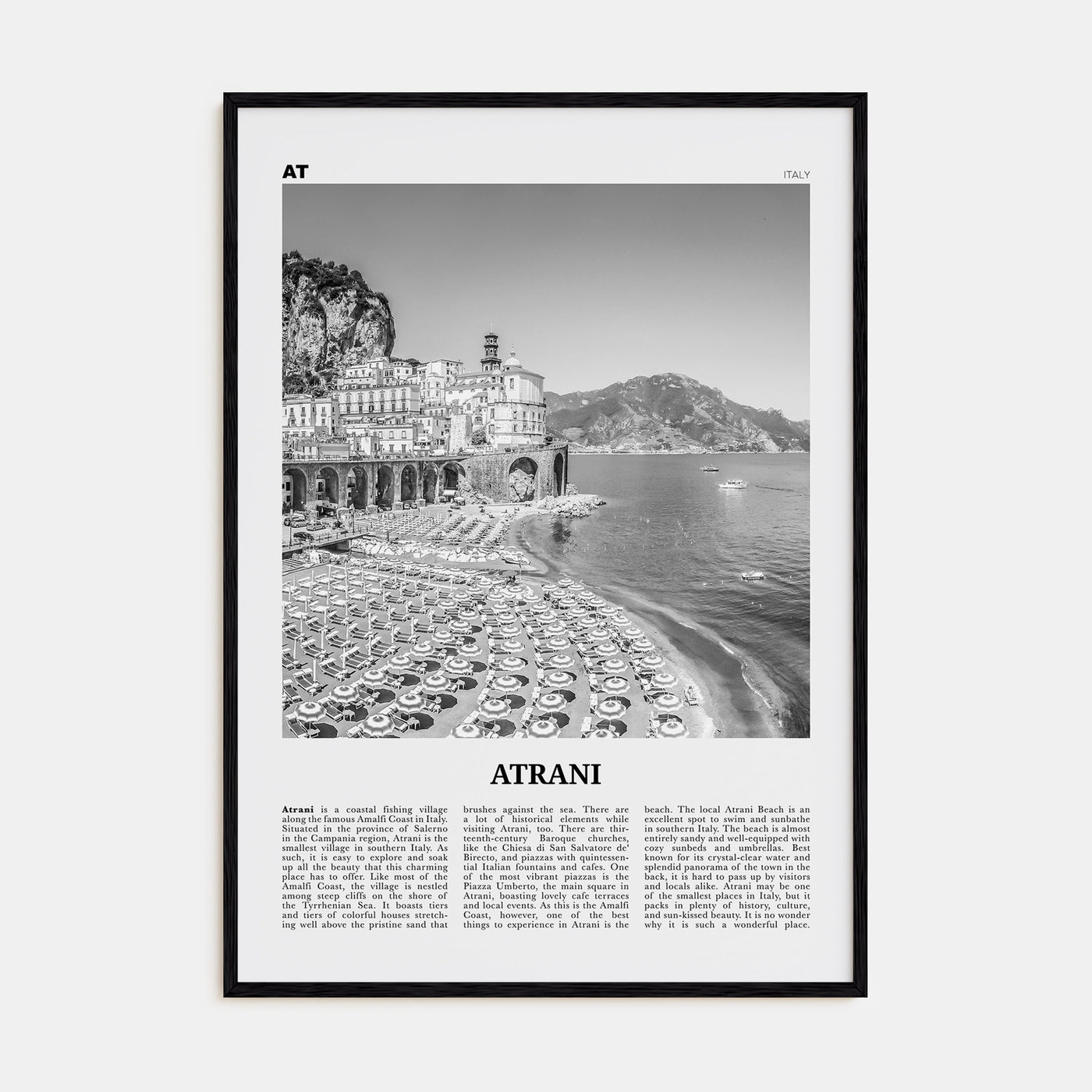 Atrani Travel B&W Poster