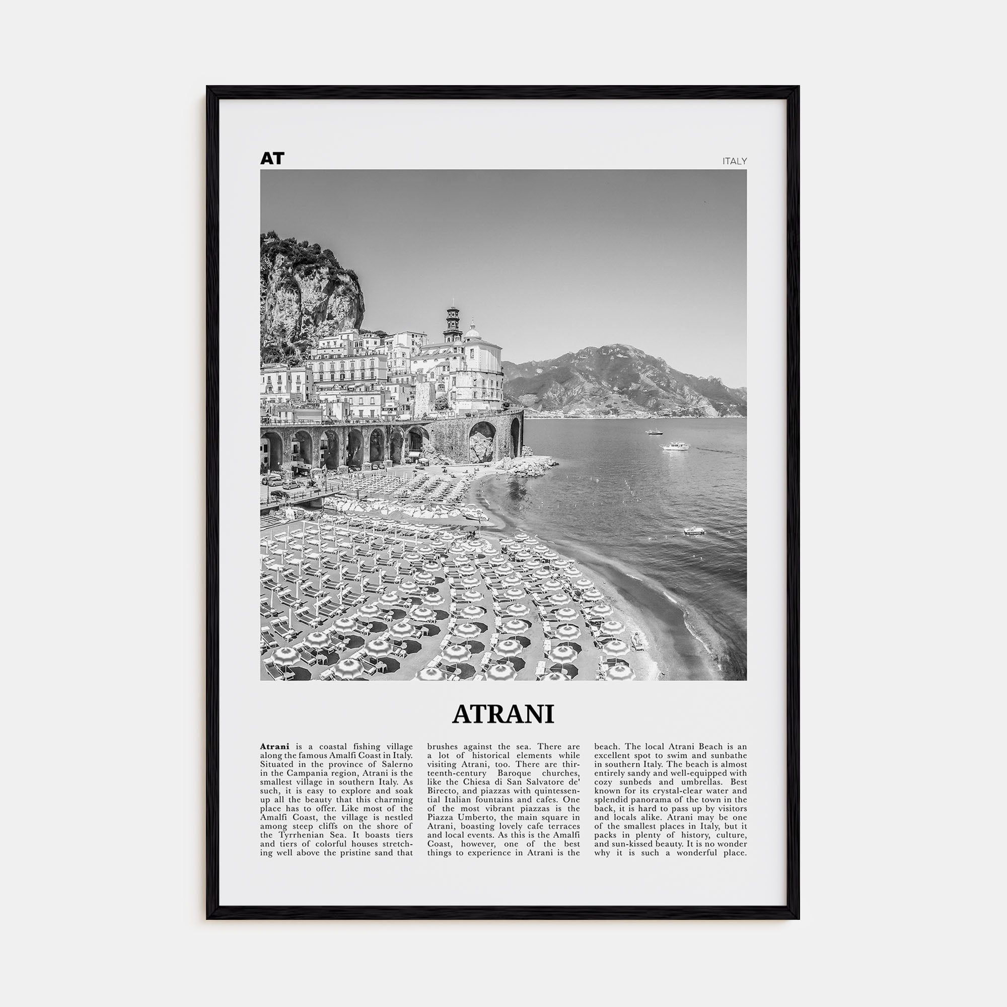 Atrani Travel B&W Poster