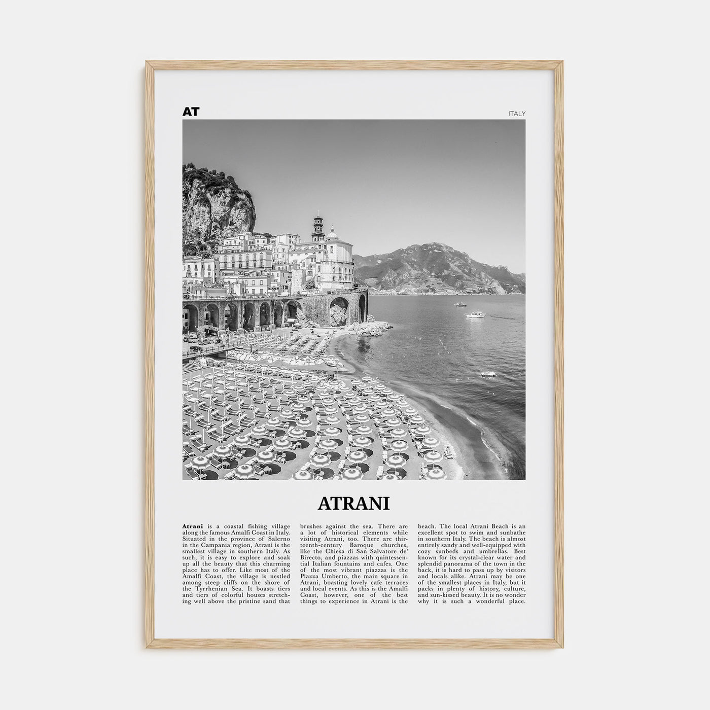 Atrani Travel B&W Poster