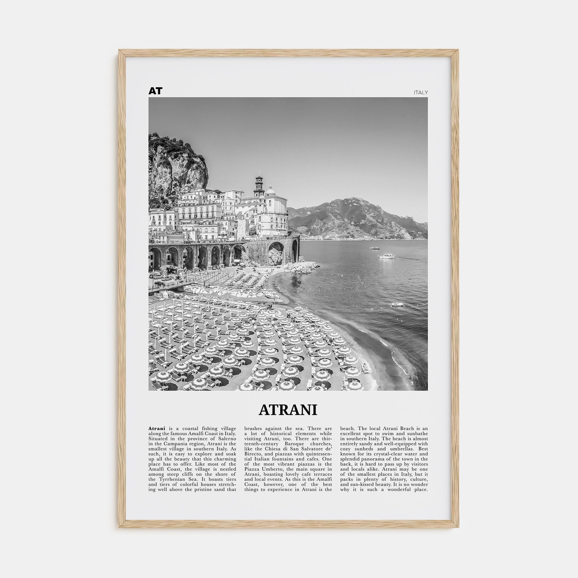 Atrani Travel B&W Poster