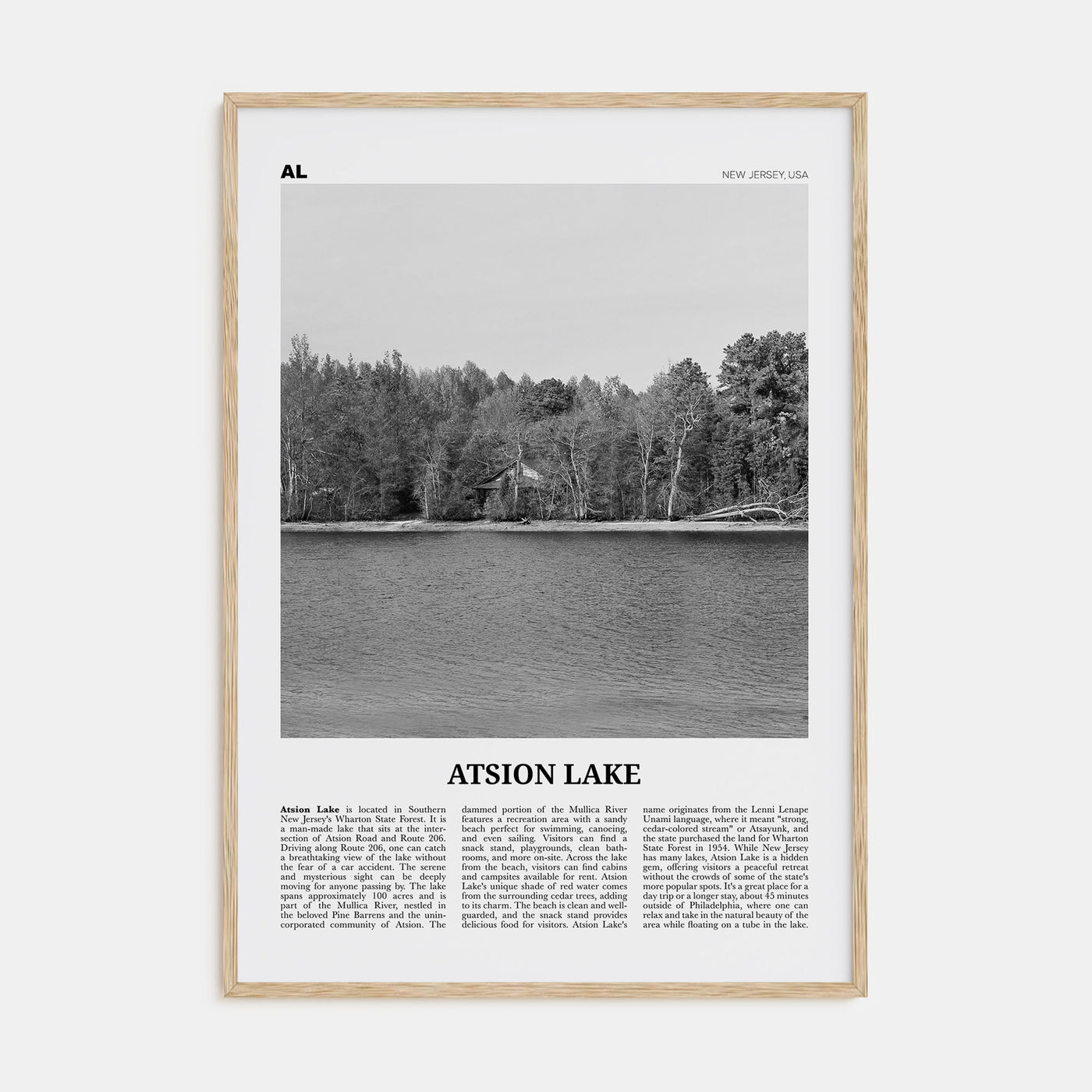Atsion Lake Travel B&W Poster