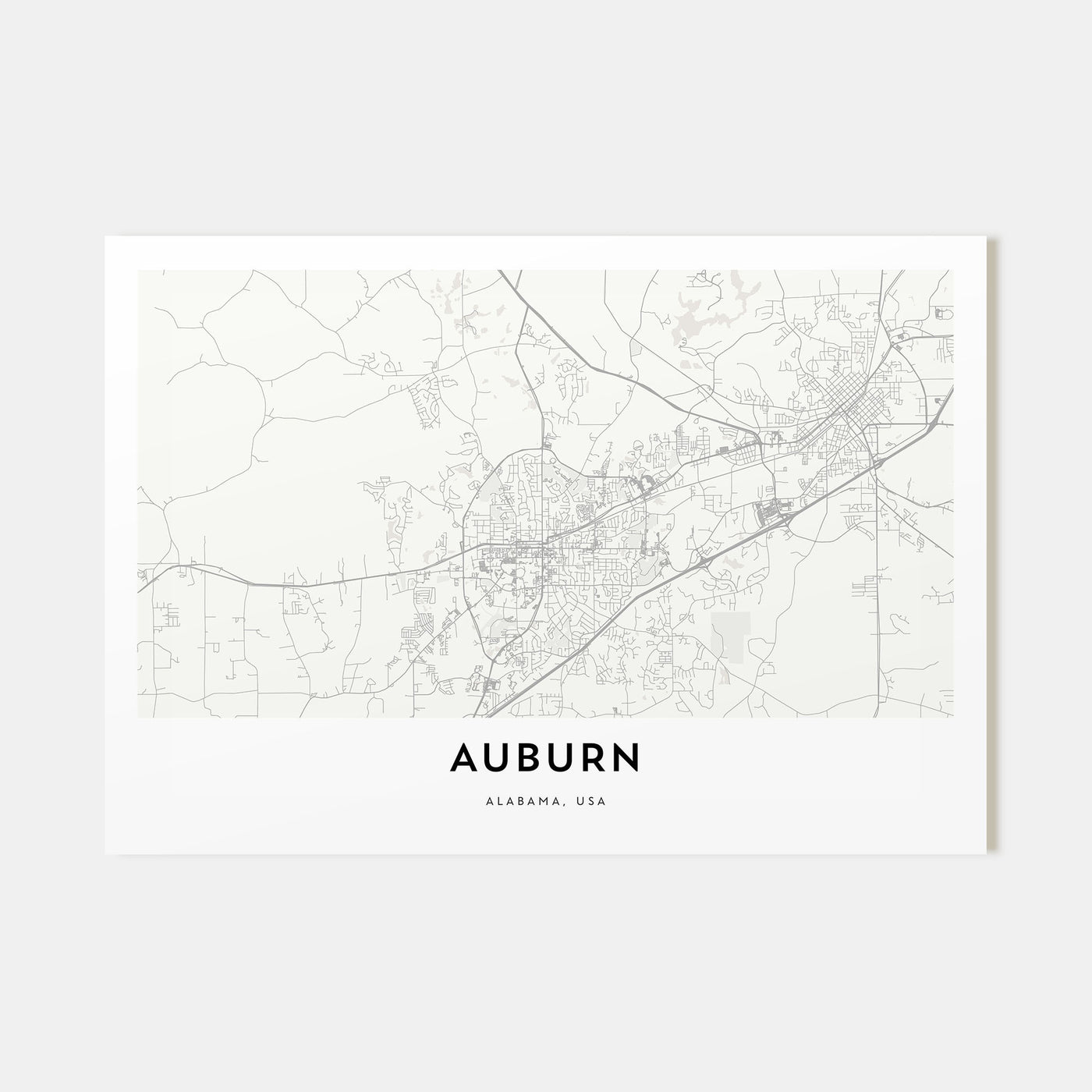 Auburn, Alabama Map Landscape Poster