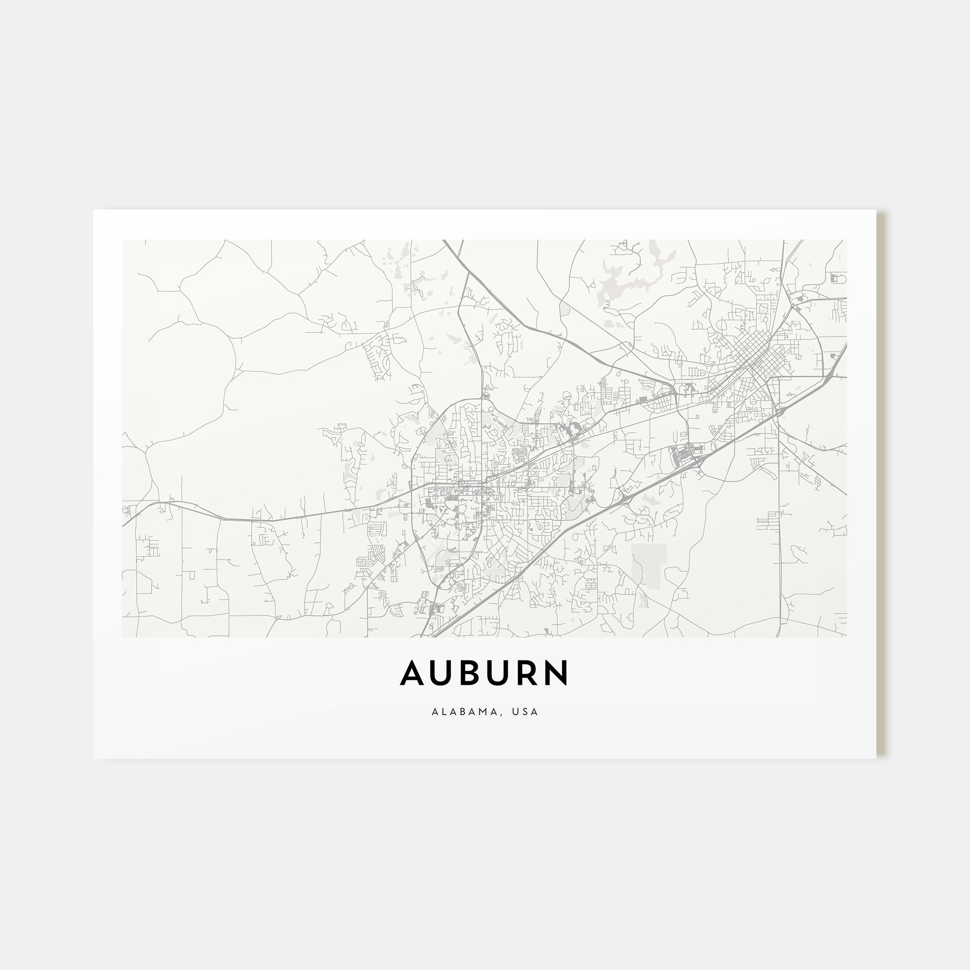 Auburn, Alabama Map Landscape Poster