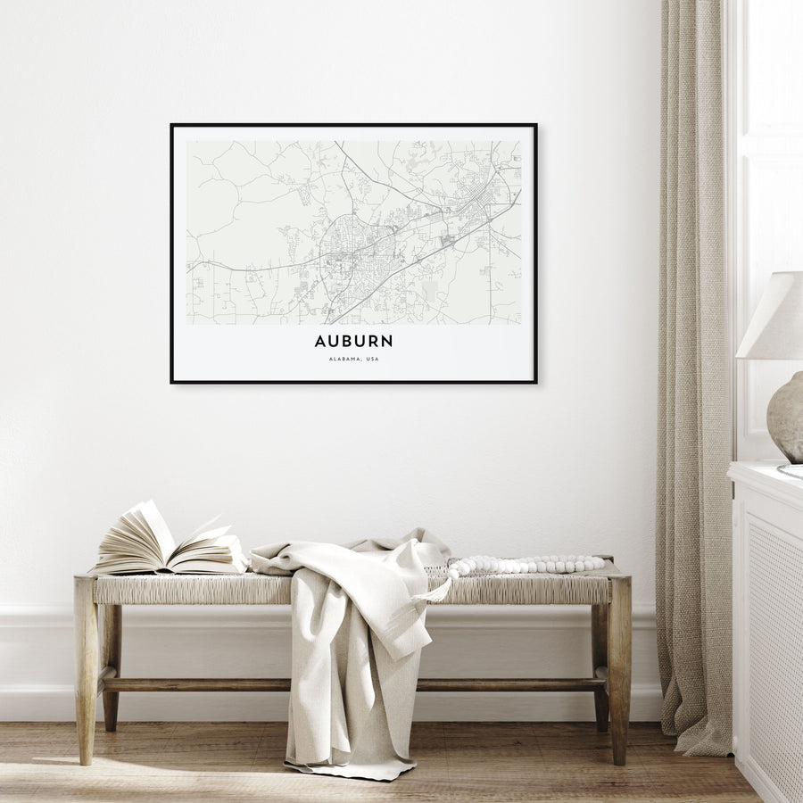 Auburn, Alabama Map Landscape Poster