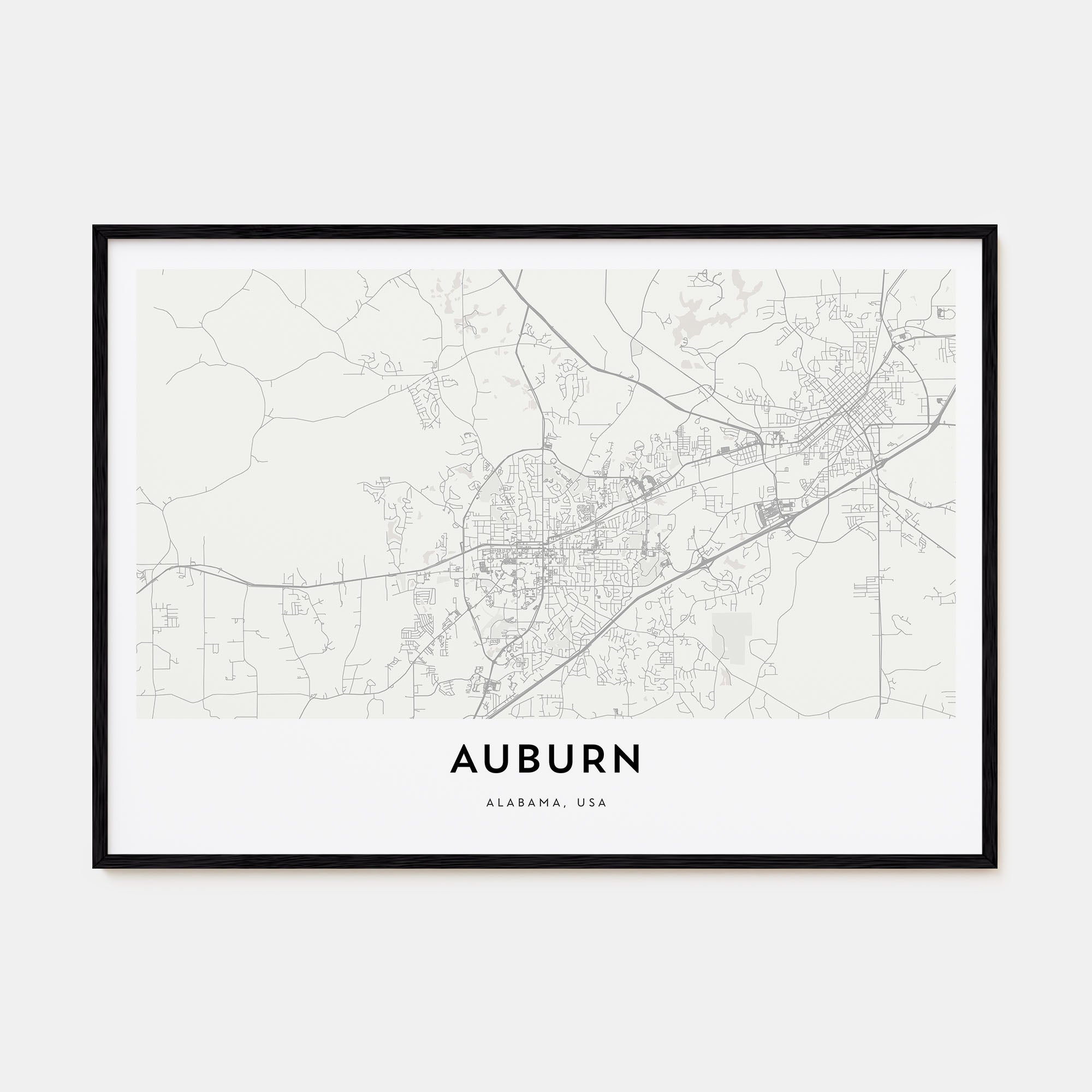 Auburn, Alabama Map Landscape Poster