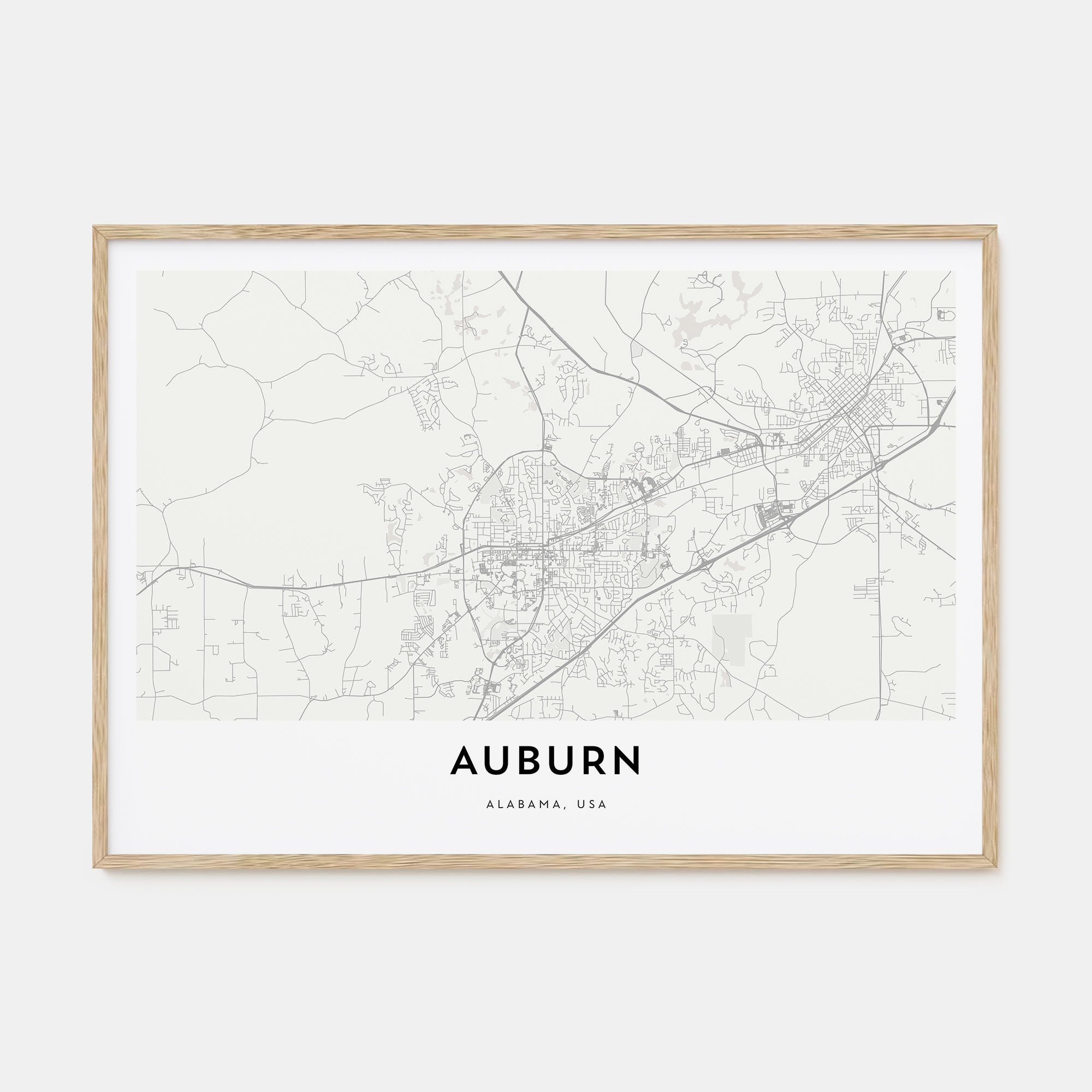 Auburn, Alabama Map Landscape Poster