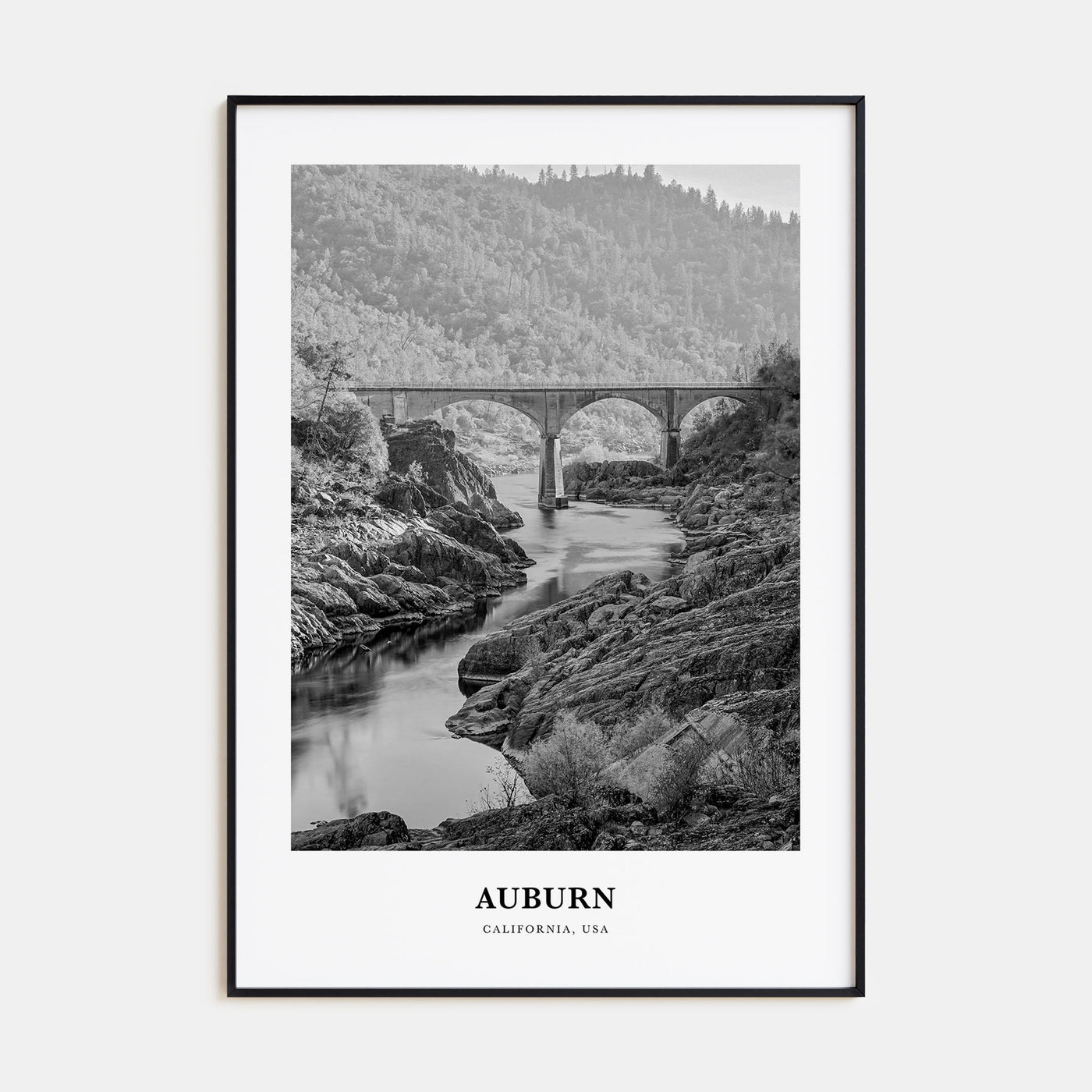 Auburn, California Portrait B&W Poster