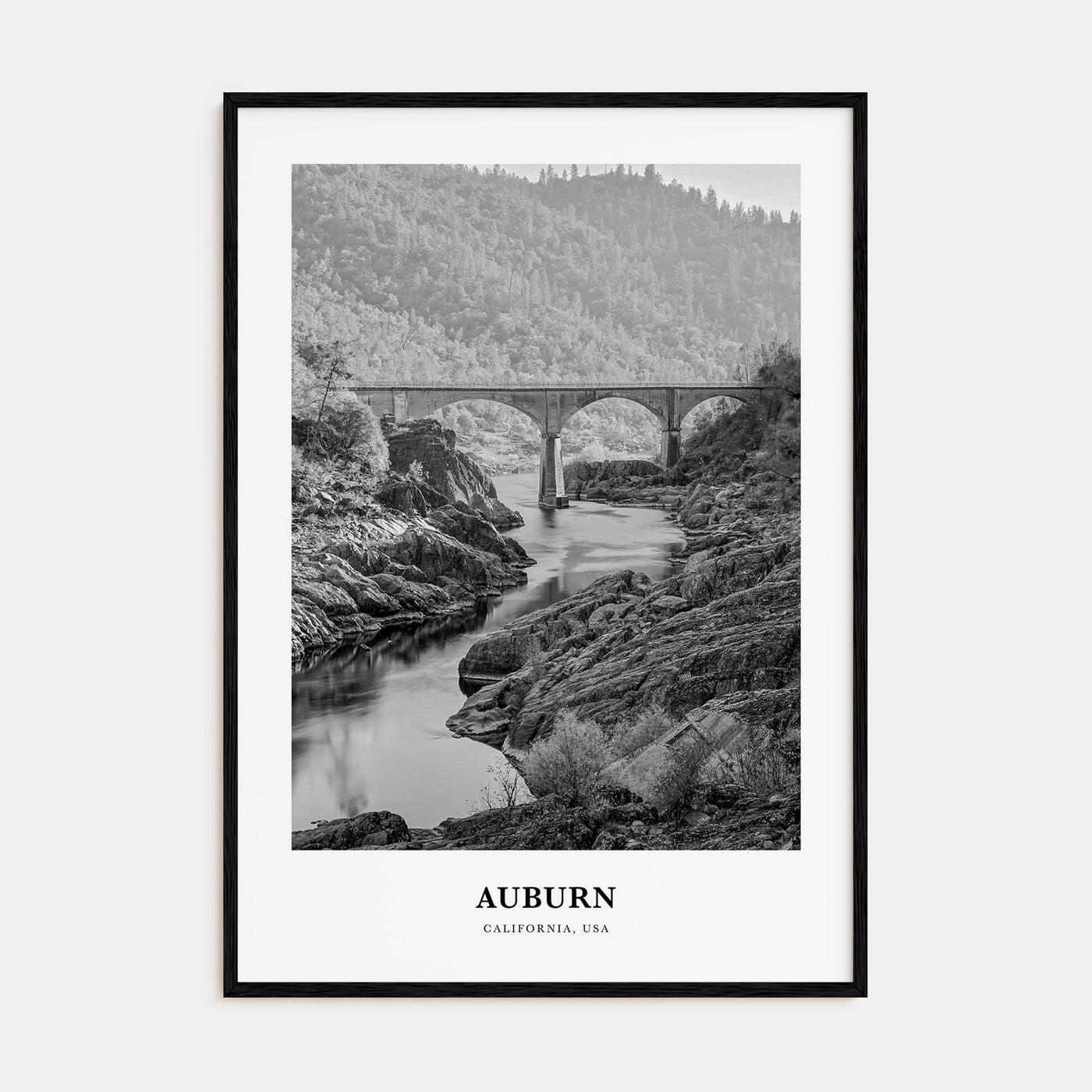 Auburn, California Portrait B&W Poster