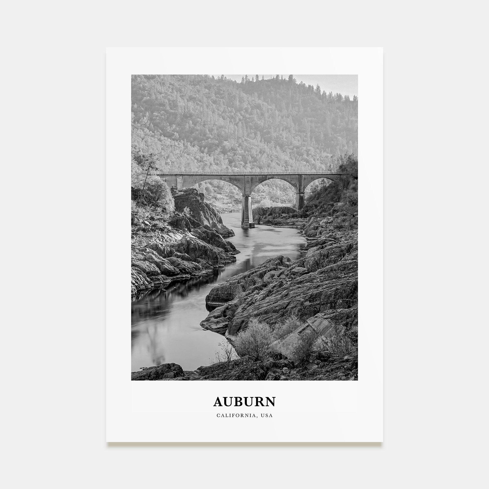 Auburn, California Portrait B&W Poster