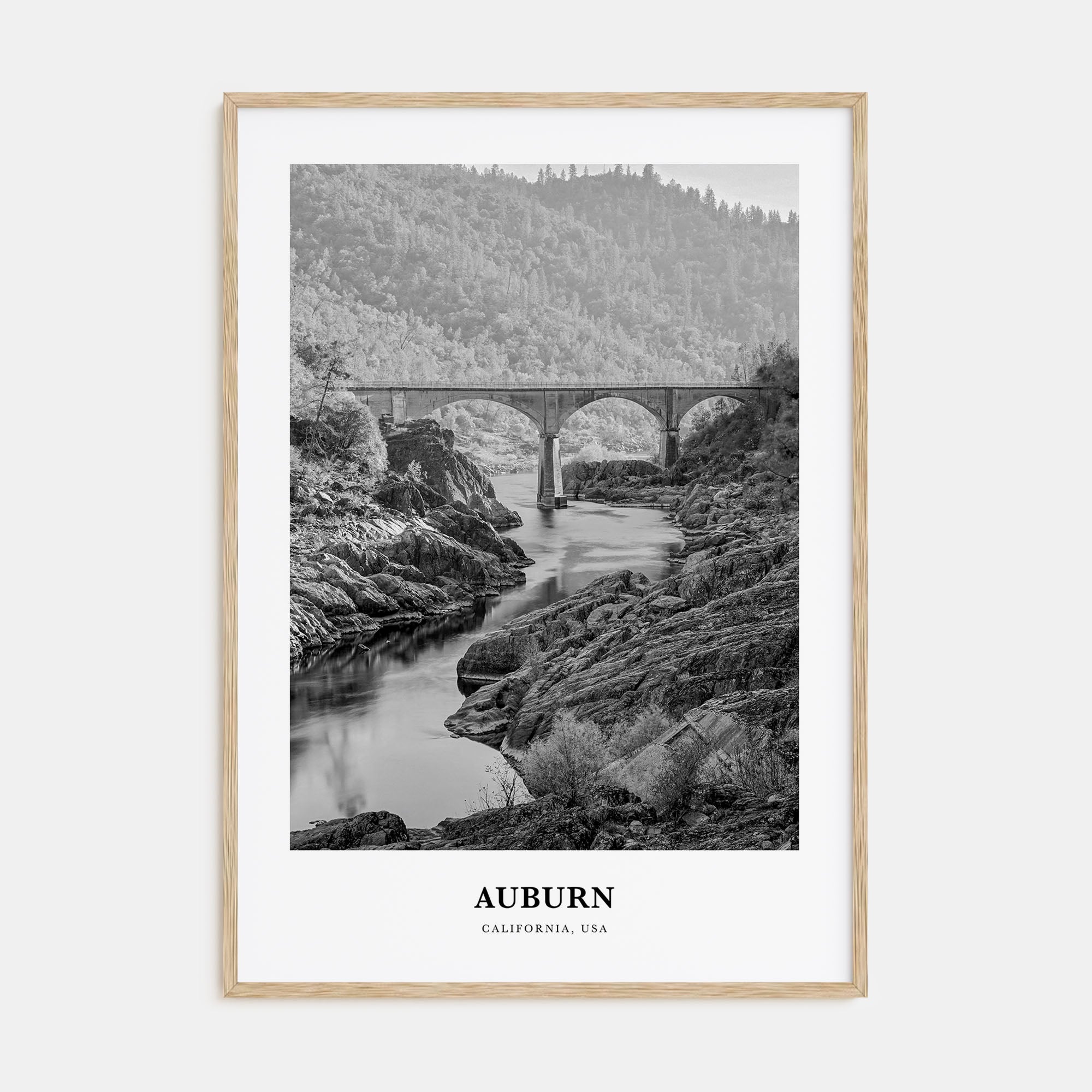 Auburn, California Portrait B&W Poster
