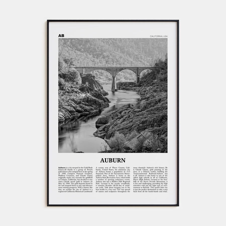 Auburn, California Travel B&W Poster