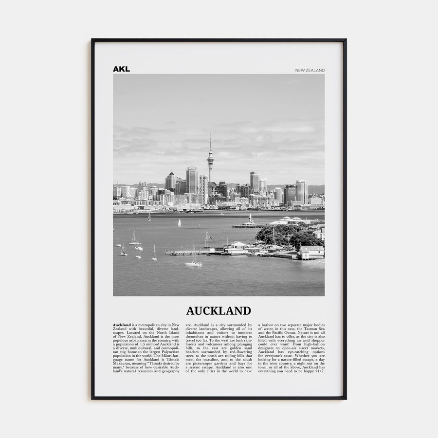 Auckland Travel B&W No 1 Poster