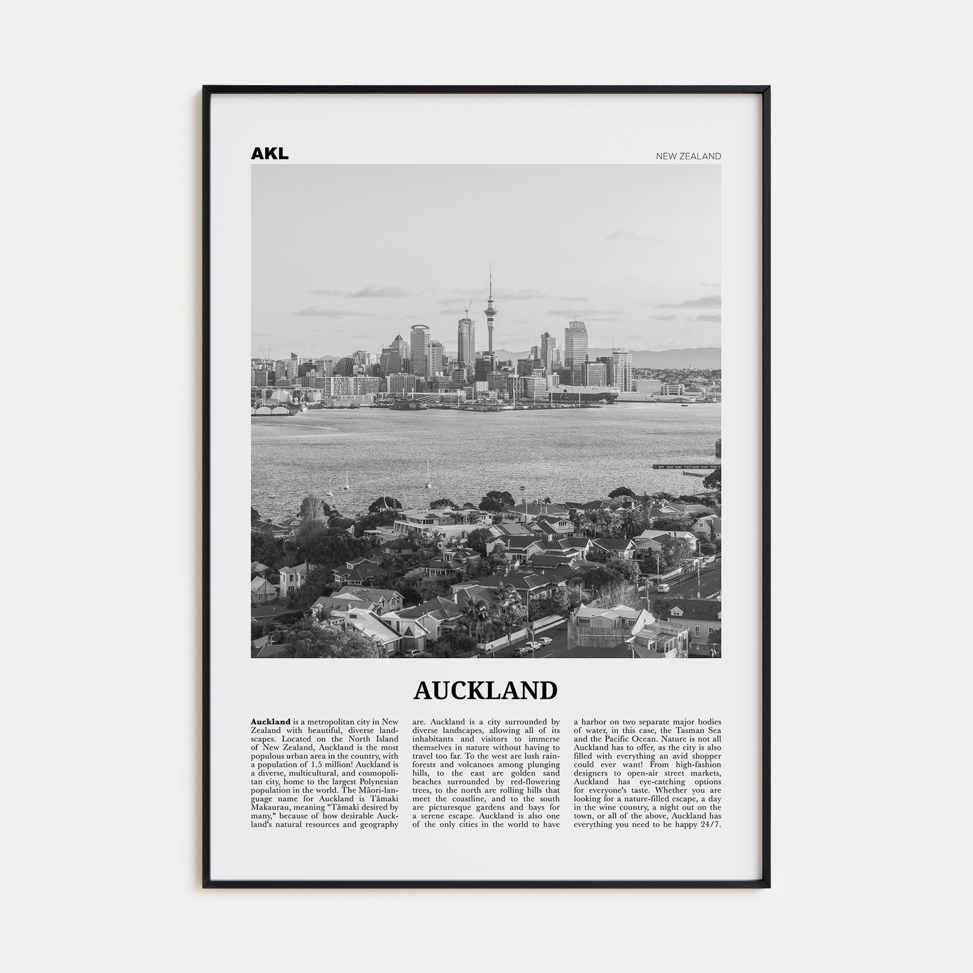 Auckland Travel B&W No 2 Poster