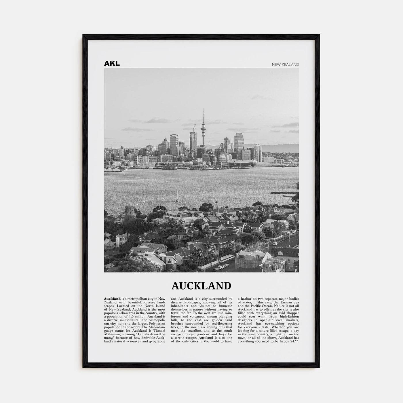 Auckland Travel B&W No 2 Poster